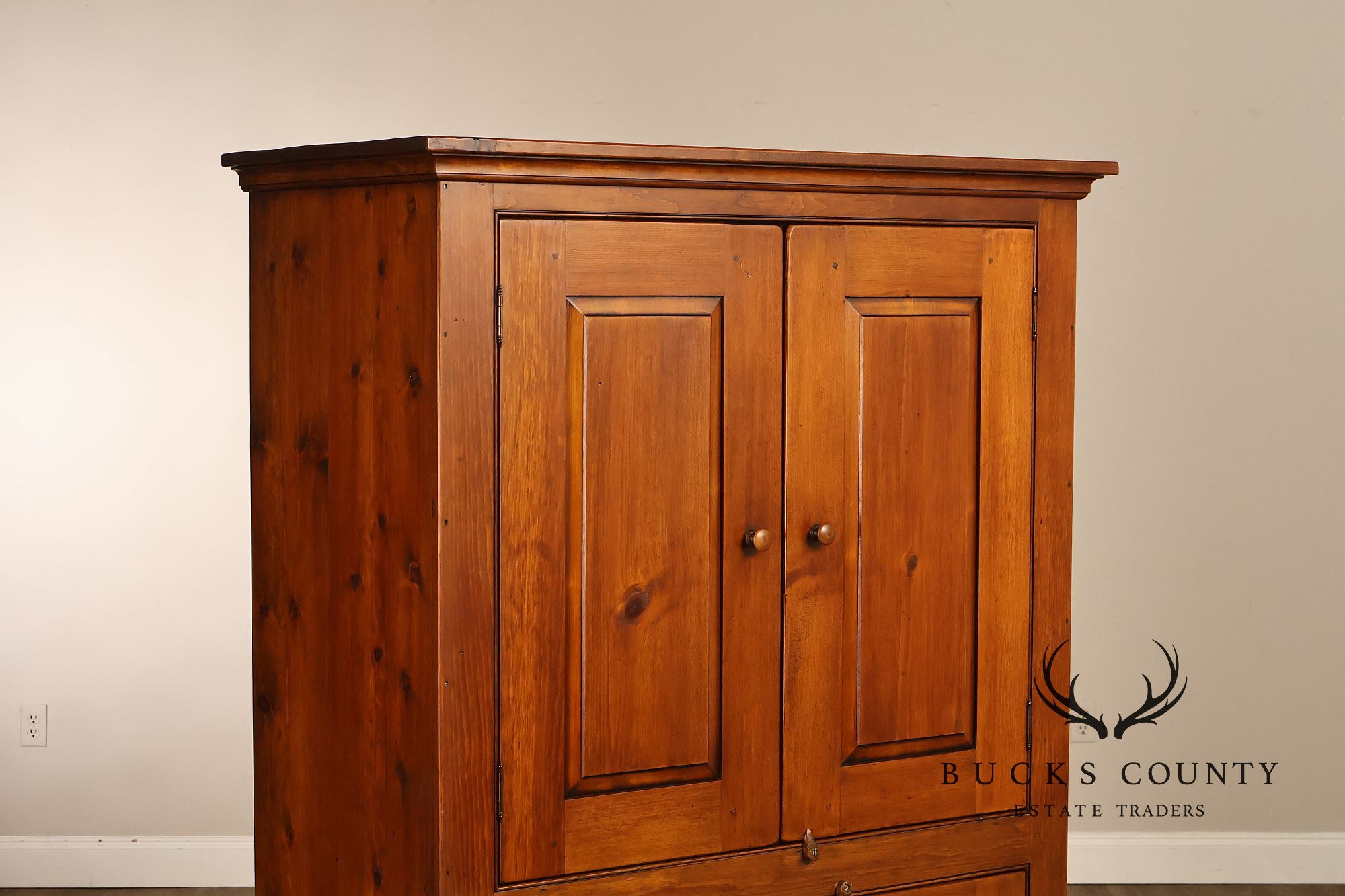 Vintage Rustic Pine Armoire Cabinet