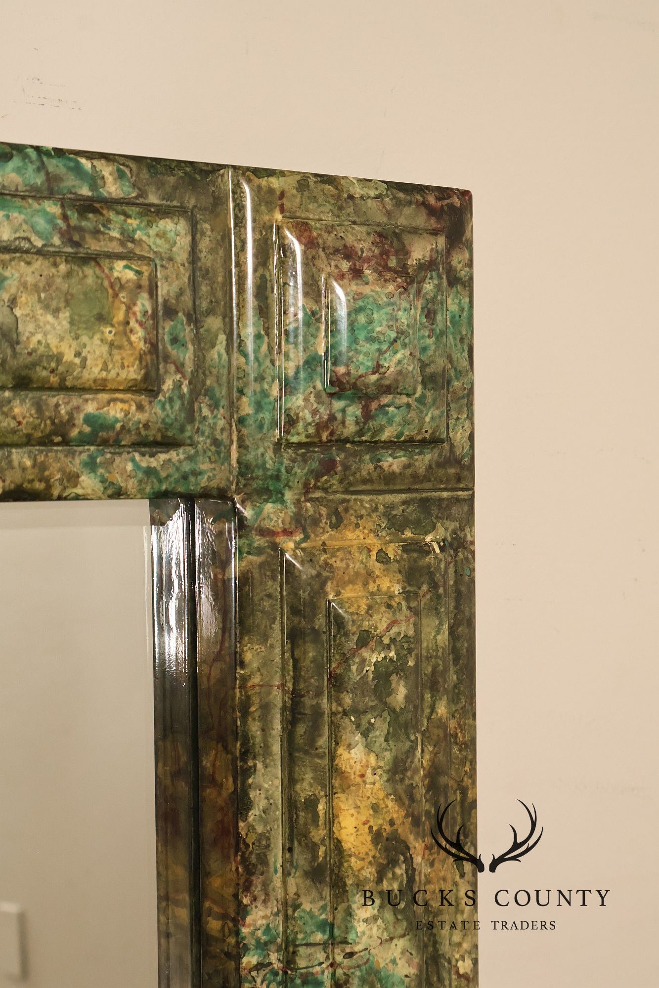Faux Marble Geometric Framed Wall Mirror 47' x 36"