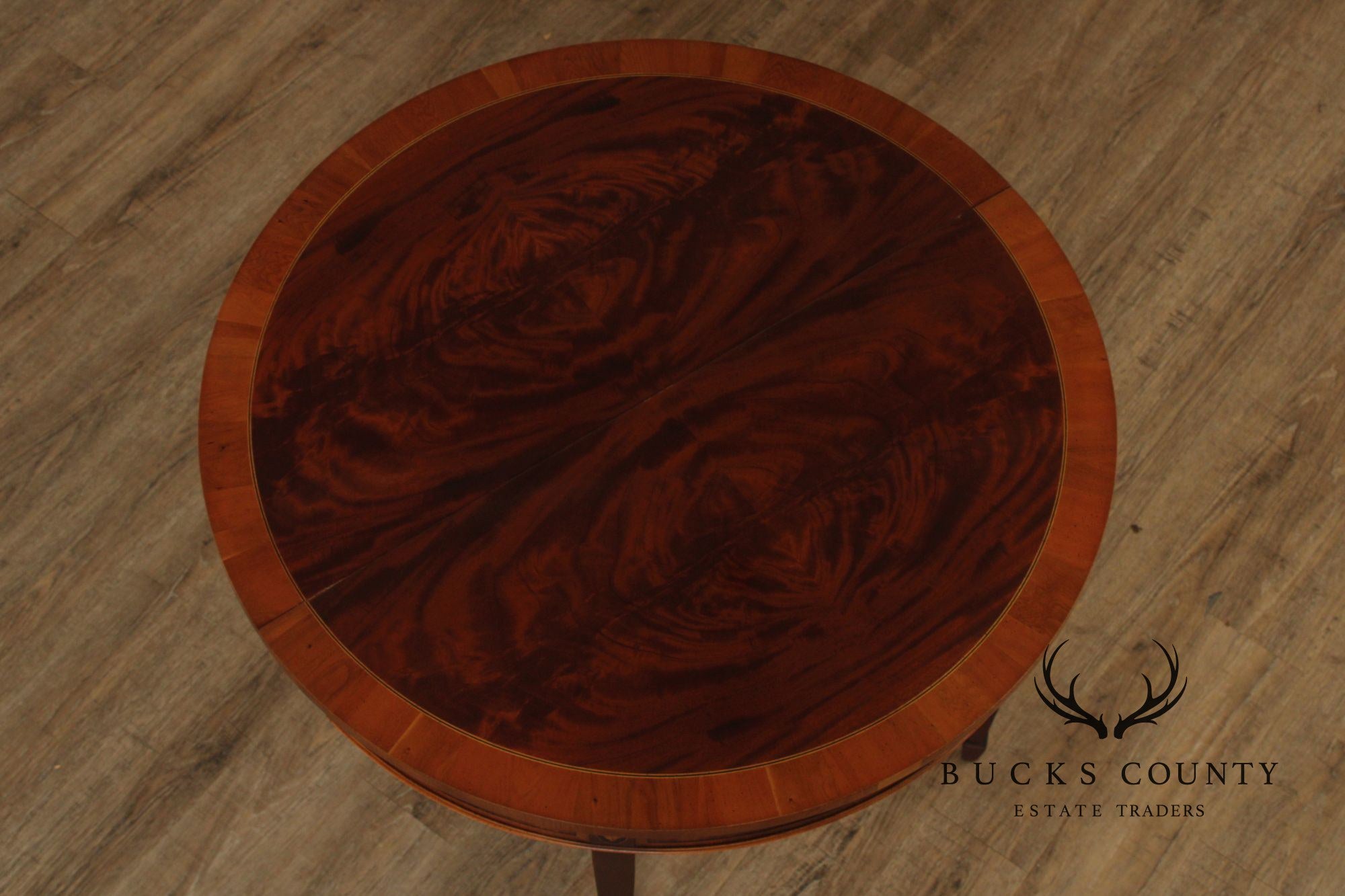 Hekman Federal Style Mahogany And Yew Wood Demilune Game Table
