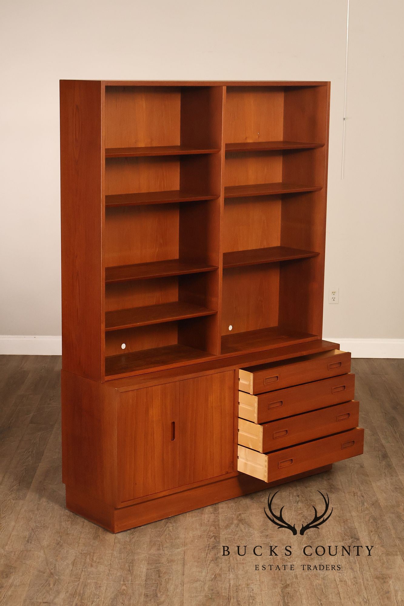Danish Modern Teak Bookcase Hutch
