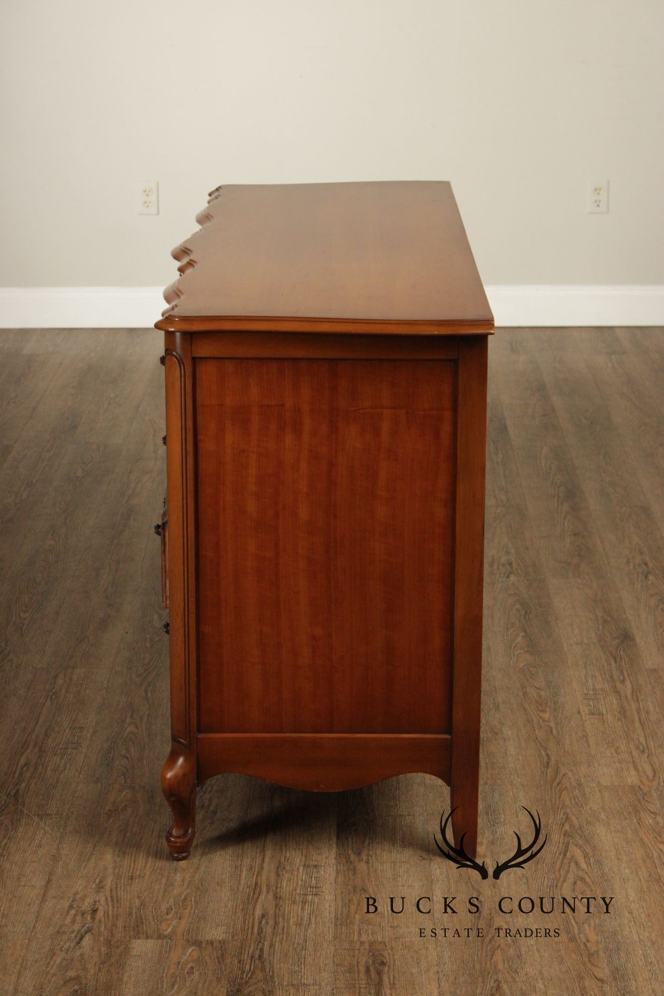 French Provincial Style Vintage Cherry Serpentine Dresser