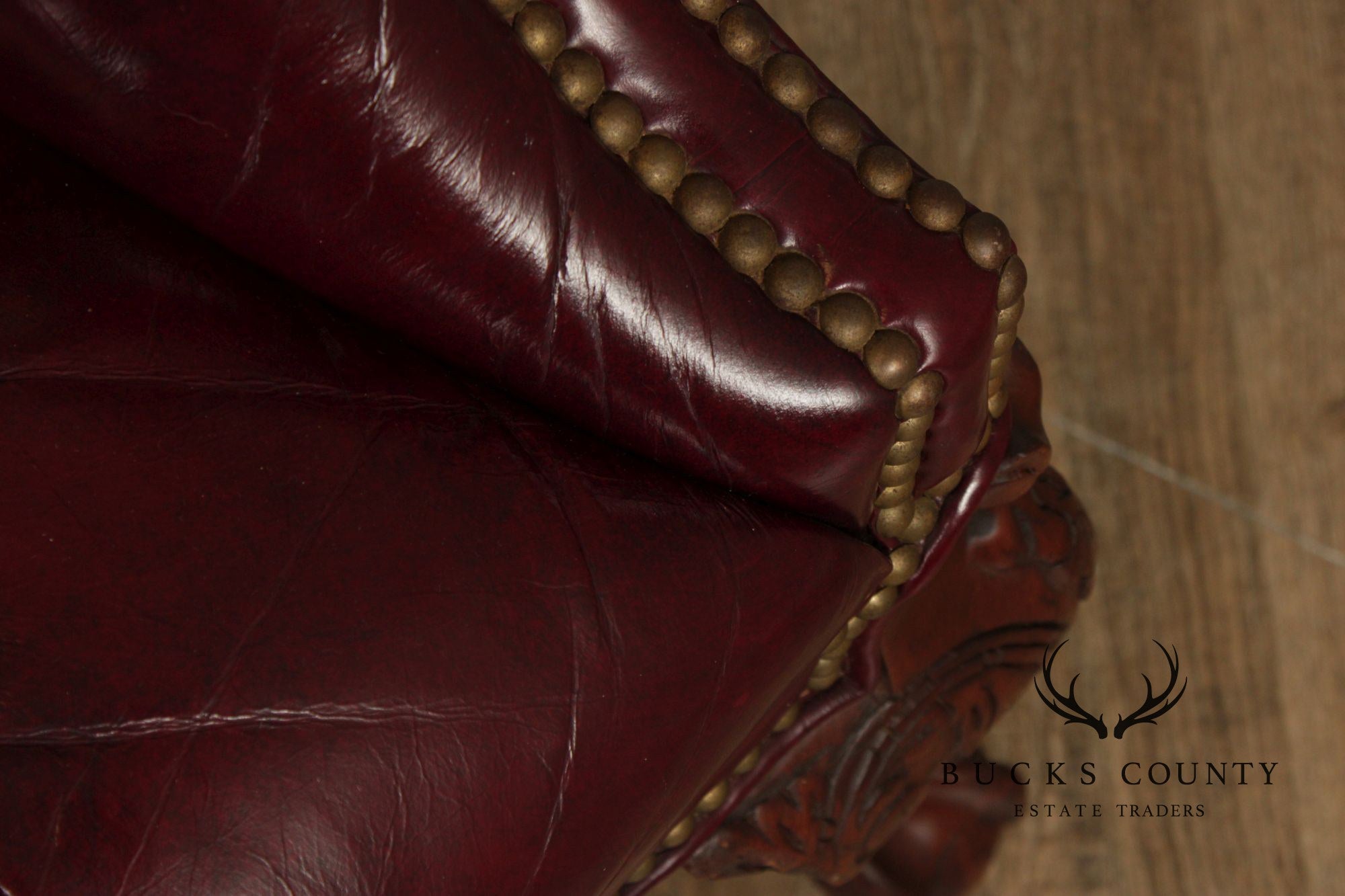 Chippendale Style Tufted Leather Chesterfield Camelback Sofa