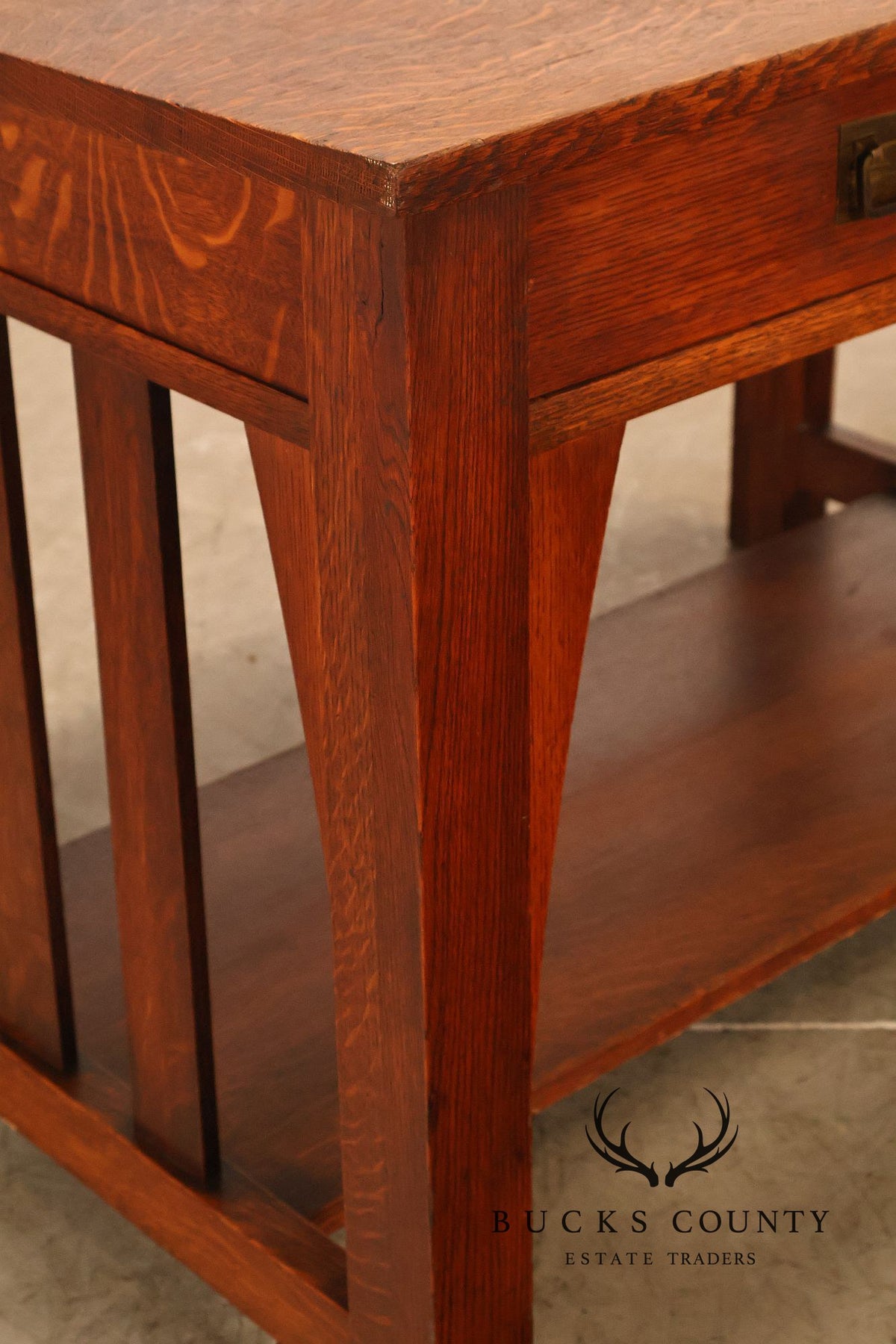 Antique Limbert Arts And Crafts Mission Oak Two-Drawer Library Table