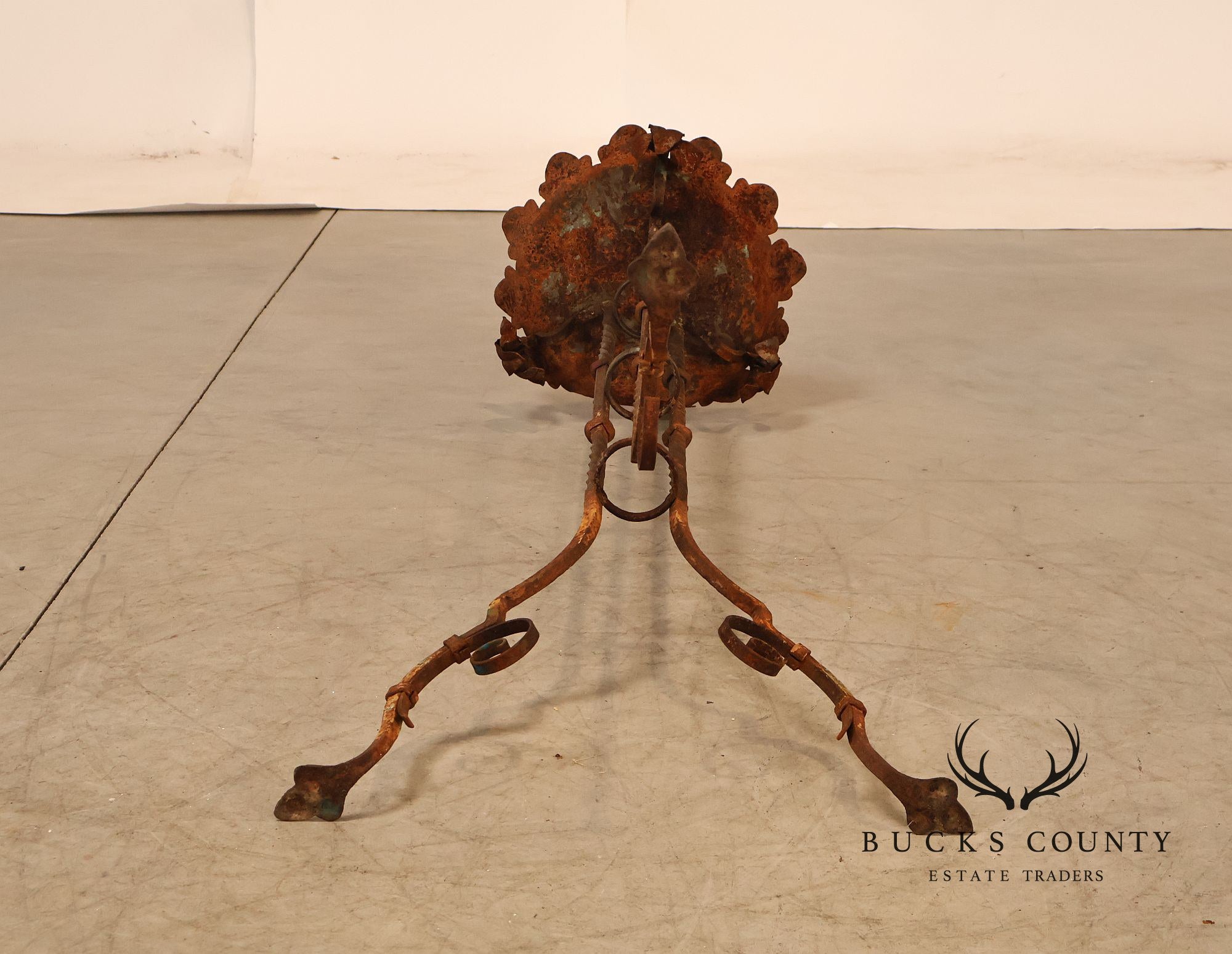 Vintage Wrought Iron Garden Pedestal Plant Stand