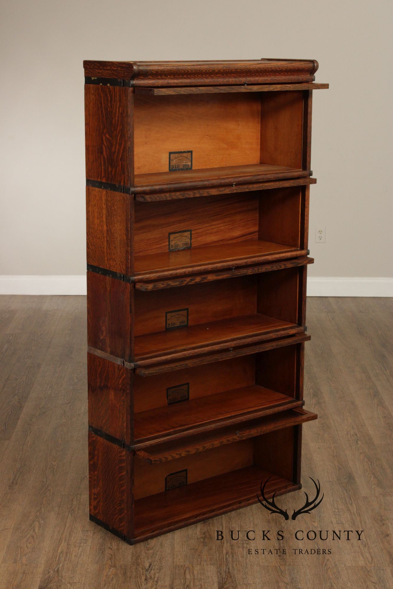 Globe Wernicke Oak Five-Stack Barrister Bookcase