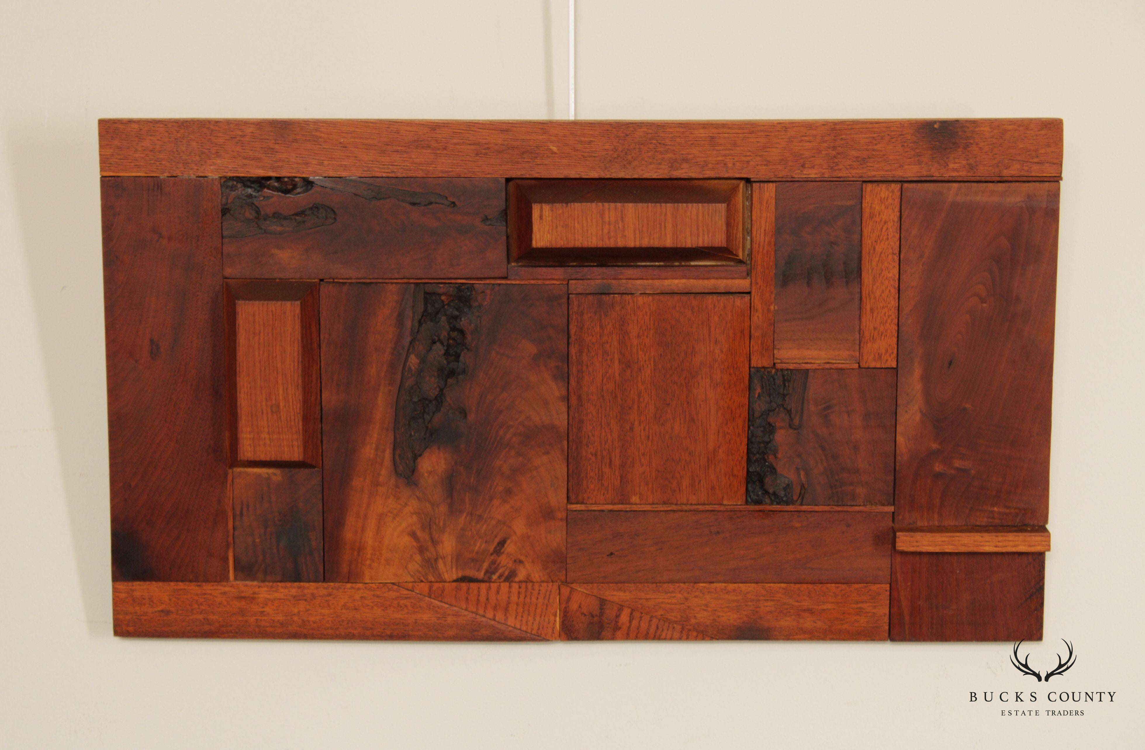 Mid Century Modern Mixed Wood Mosaic Wall Sculpture