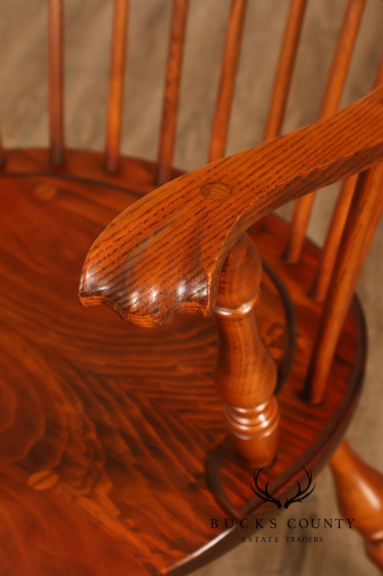 Nichols and Stone Pair of Oak Windsor Armchairs