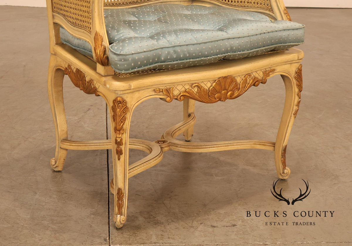 French Regency Pair of Caned Bergere Armchairs