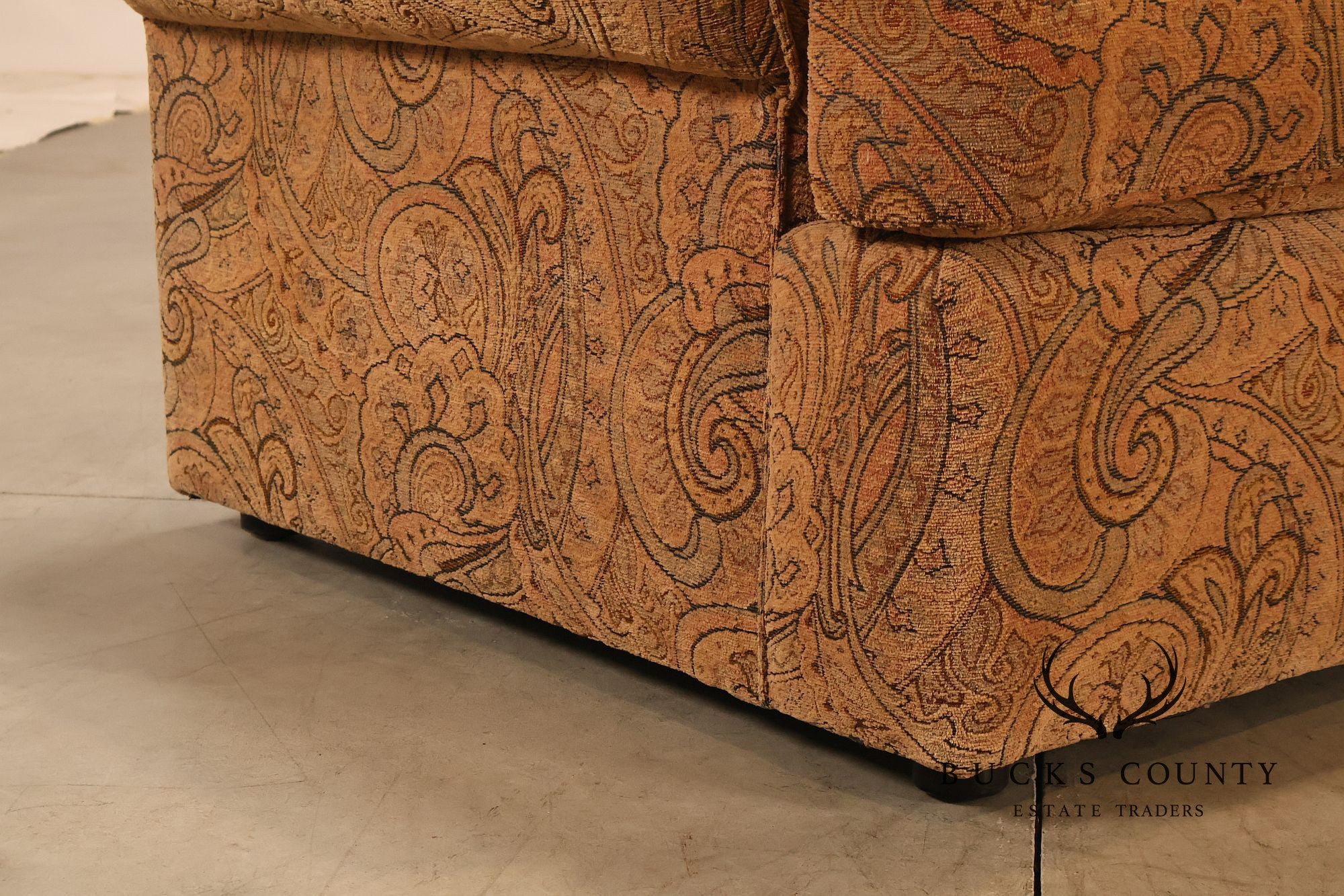 Kravet Paisley Upholstered Rolled Arm Sofa