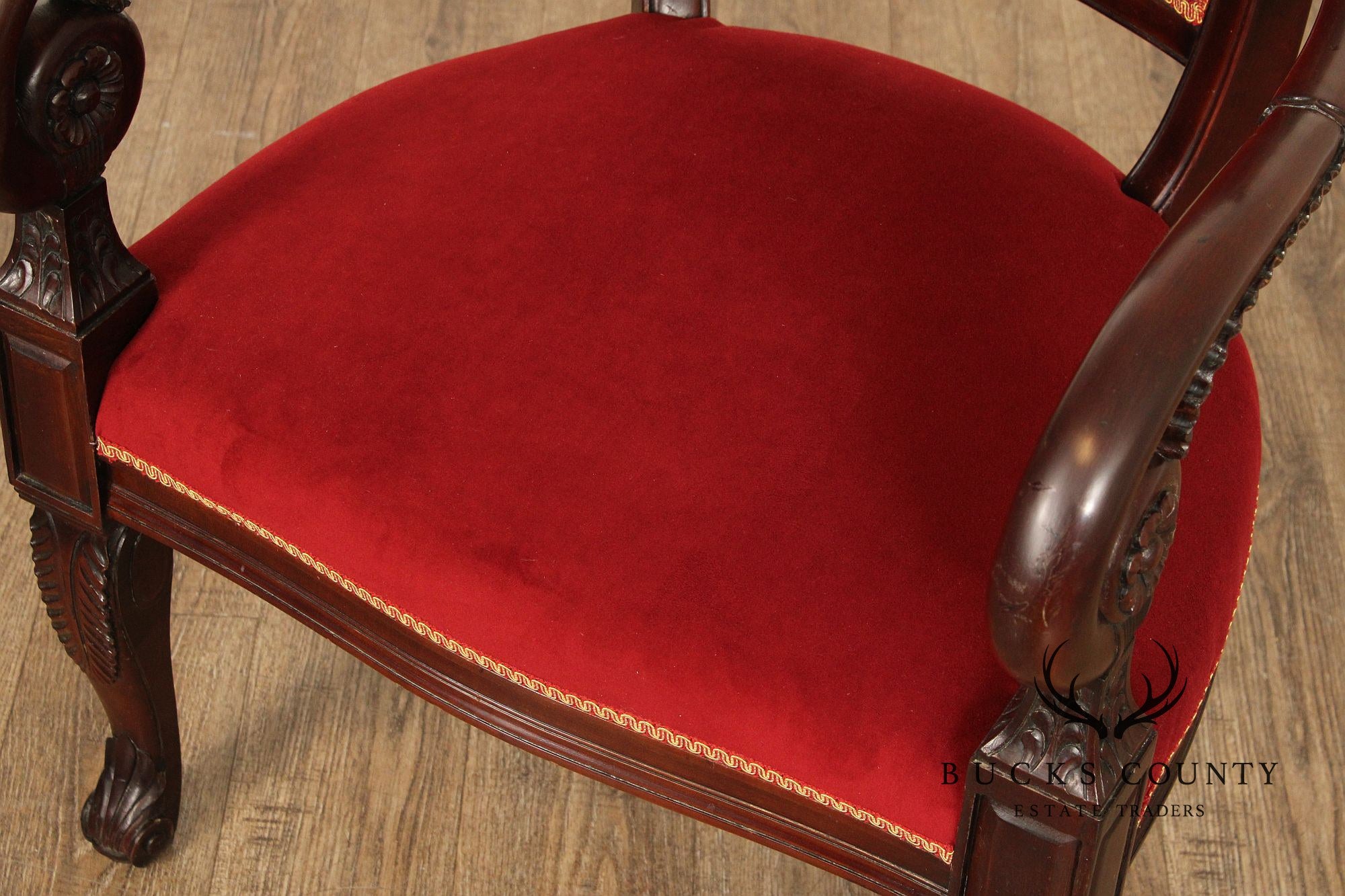 French Empire Style Pair of Mahogany Armchairs