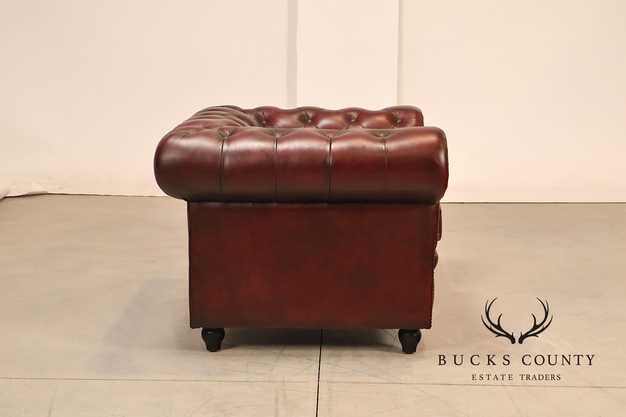 Chesterfield Style Pair of Oxford Red Leather Club Chairs