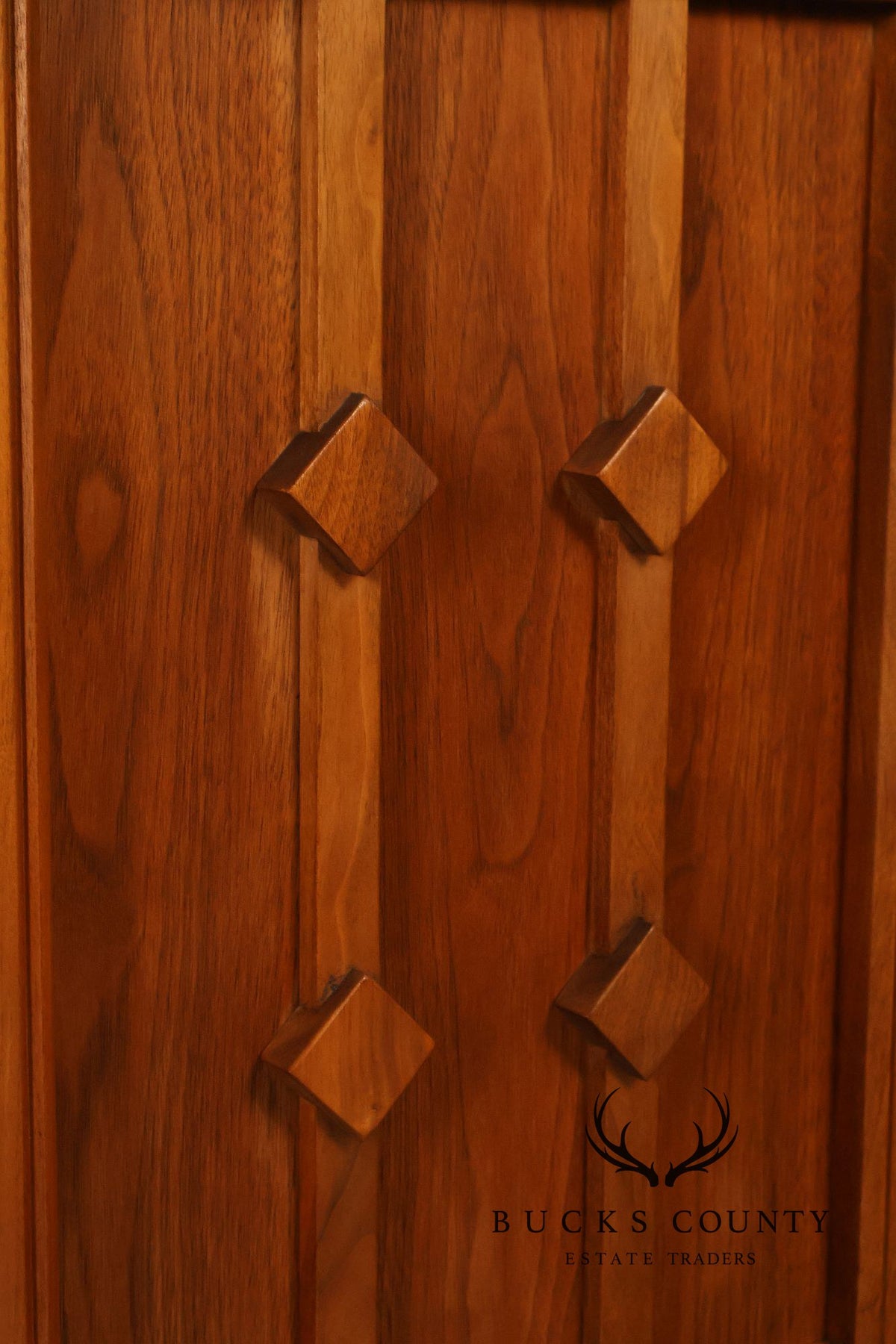 Mid Century Modern Walnut Geometric Paneled Credenza