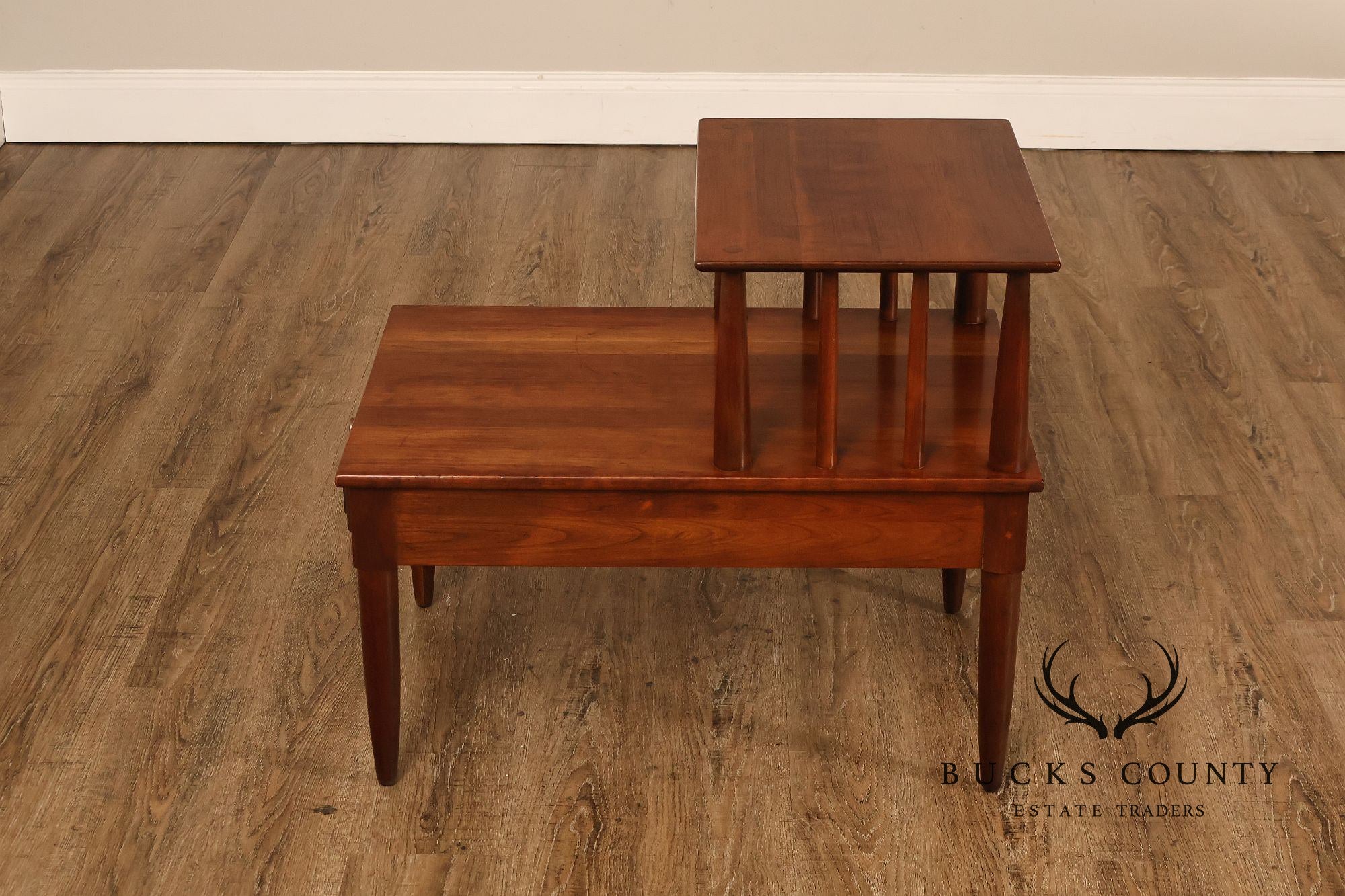 Willett Mid Century Modern Cherry Two Tier Step End Table