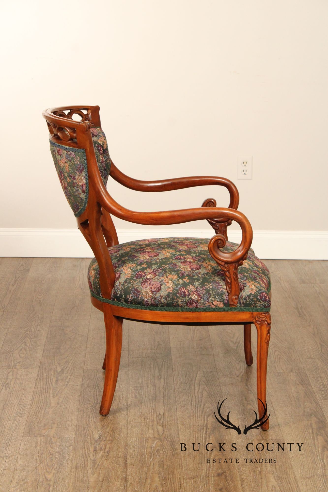 Regency Style Pair of Carved Parlor Armchairs