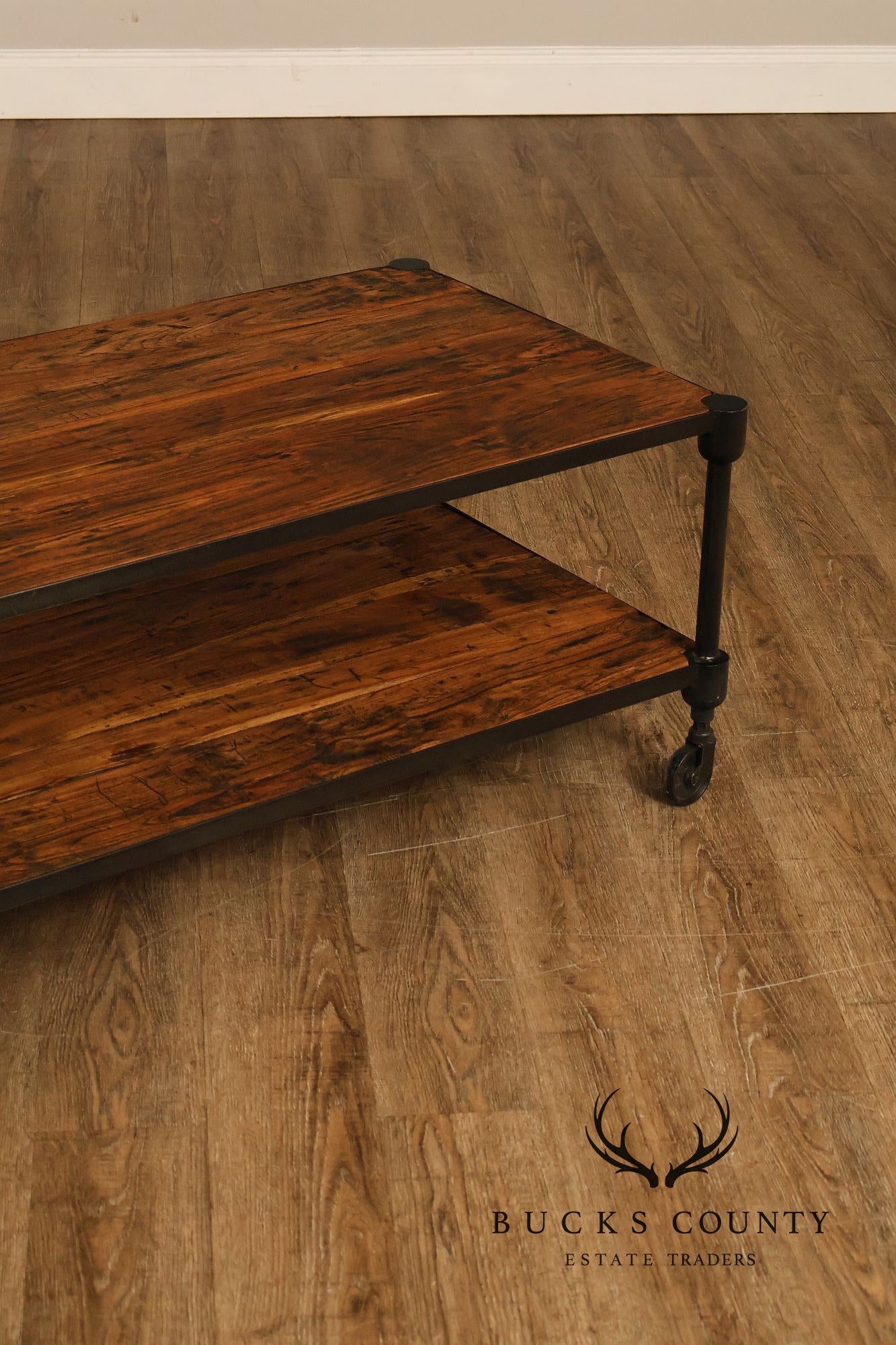 Industrial Style Two-Tier Rolling Coffee table