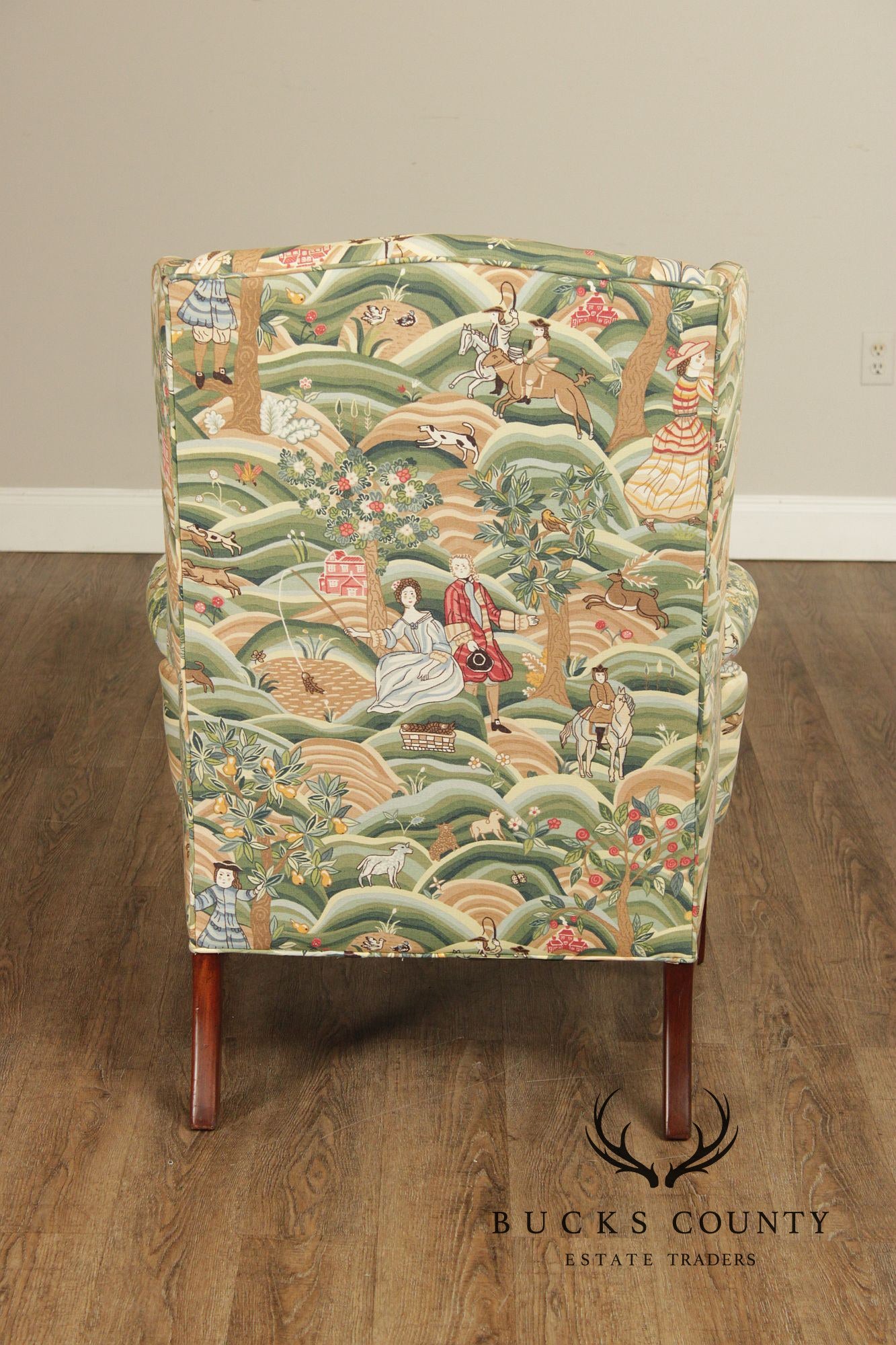 Chippendale Style Pair of Mahogany Wingback Chairs