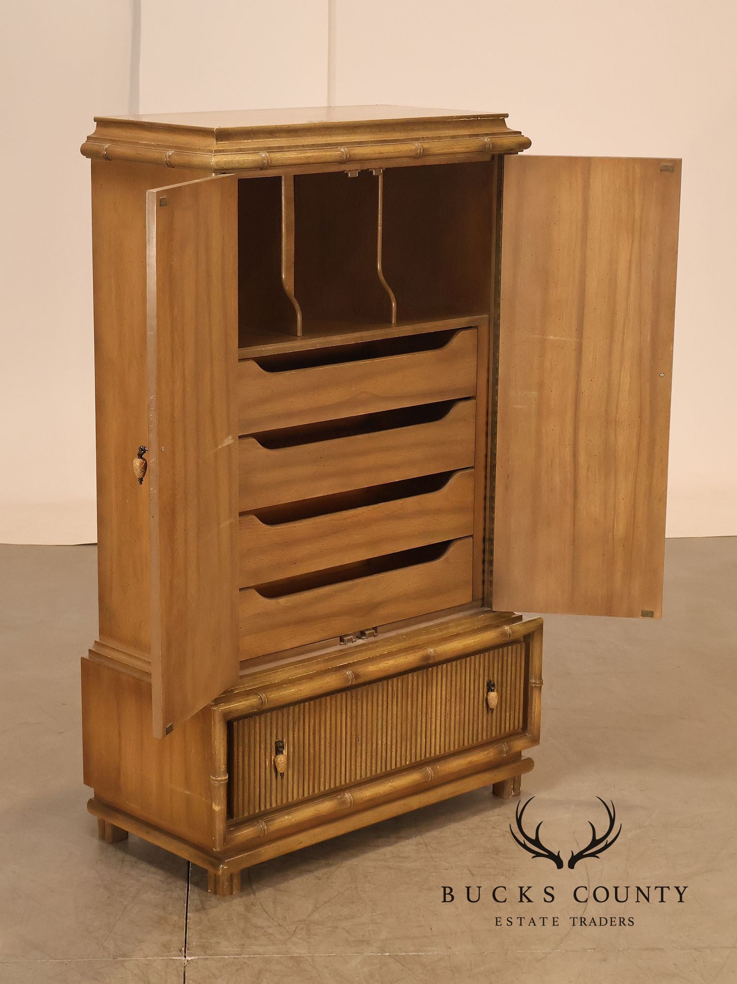 American Of Martinsville Faux Bamboo Tall Gentleman's Chest Armoire