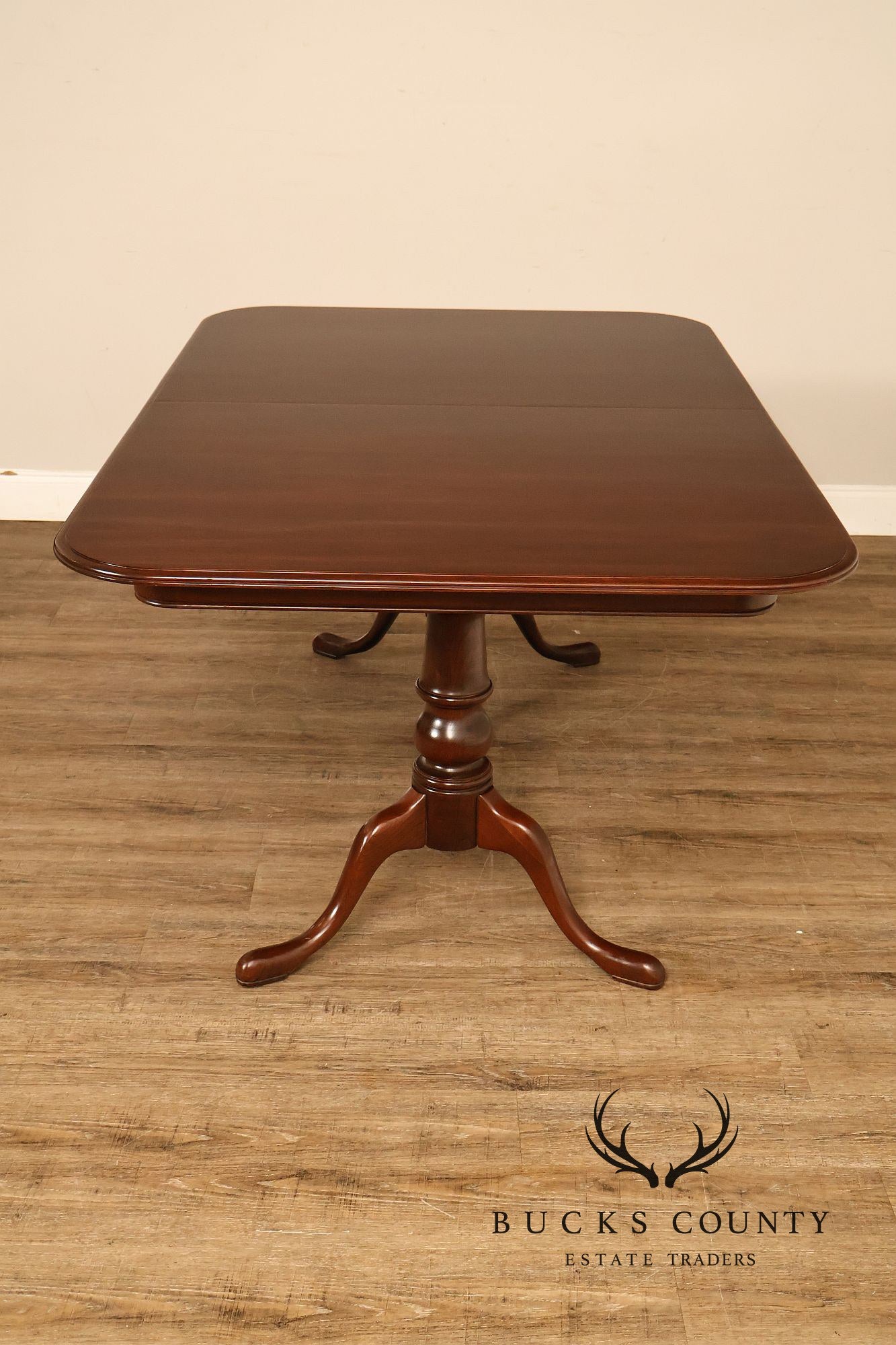 Ethan Allen Georgian Court Queen Anne Style Double Pedestal Cherry Dining Table