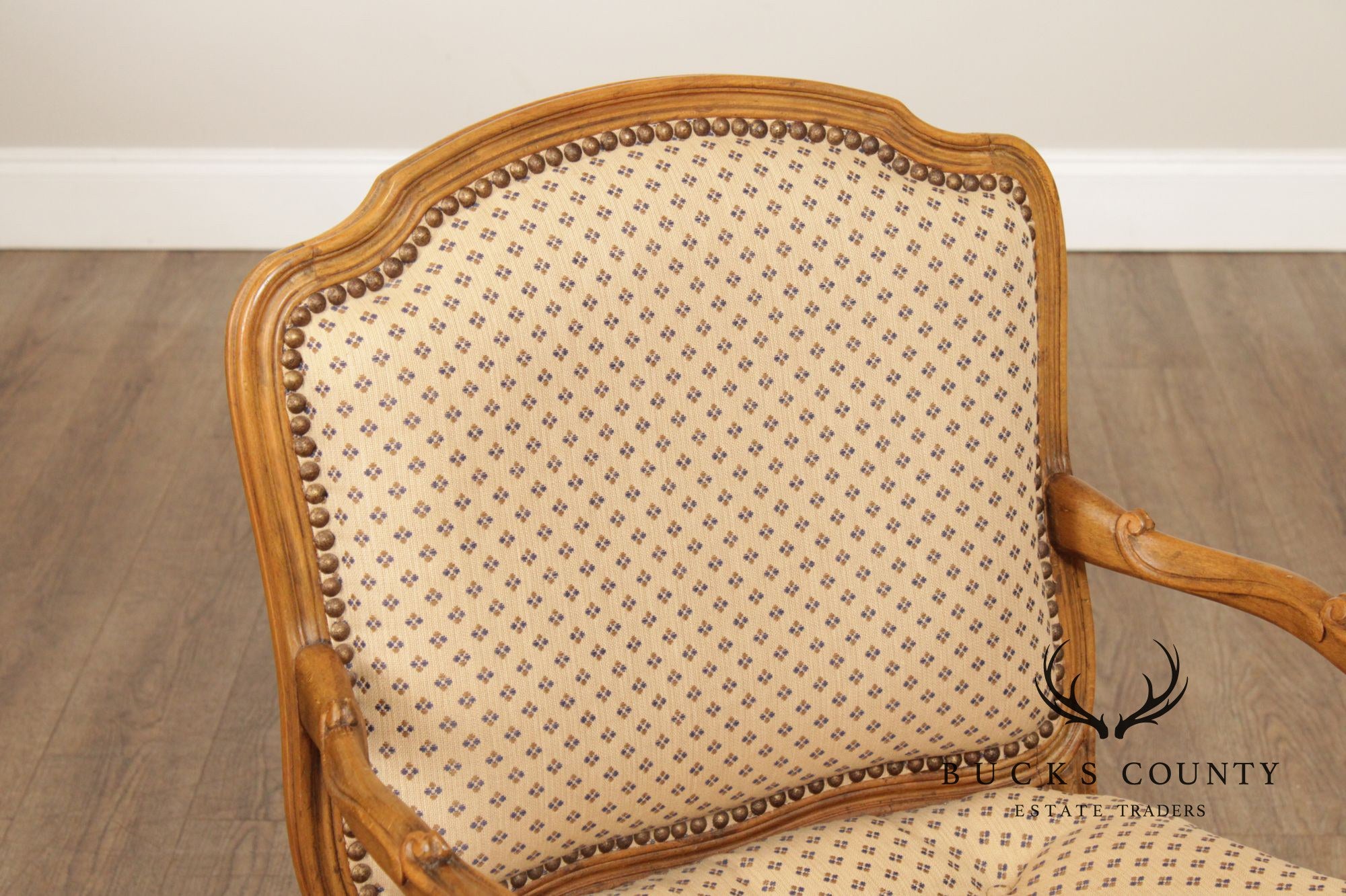 French Provincial Style Carved Frame Fauteuil Armchair