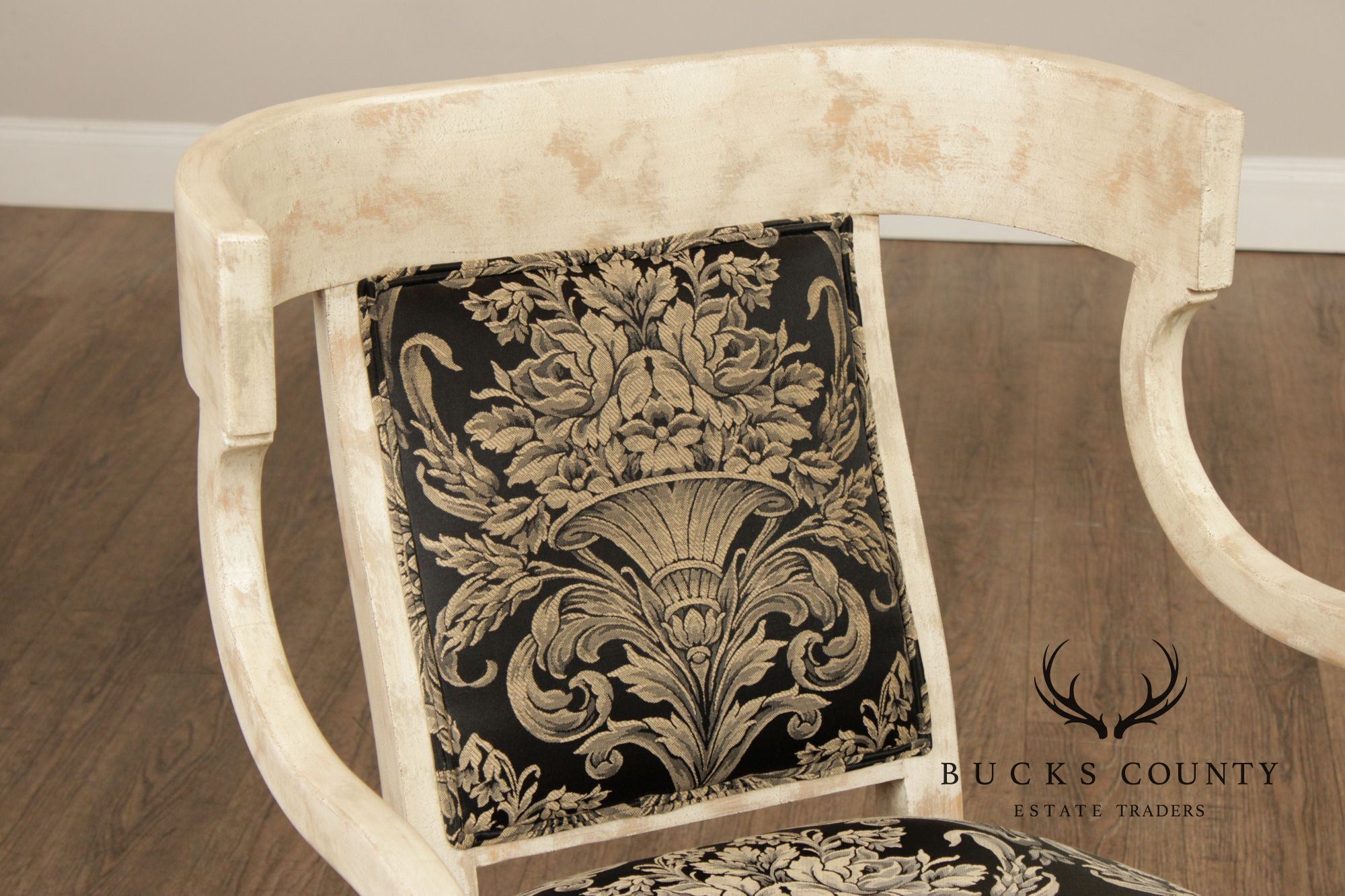 Regency Style Pair Of Painted Fauteuil Armchairs