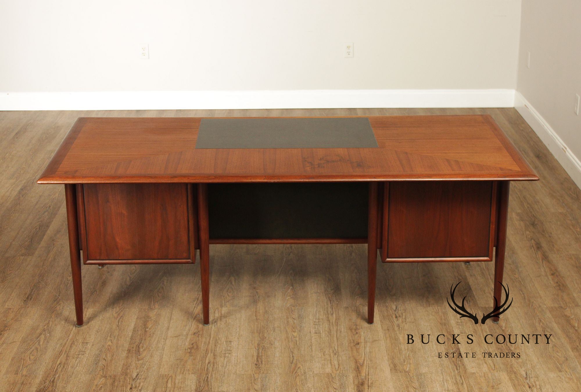Castilian Mid Century Modern Walnut Executive Writing Desk