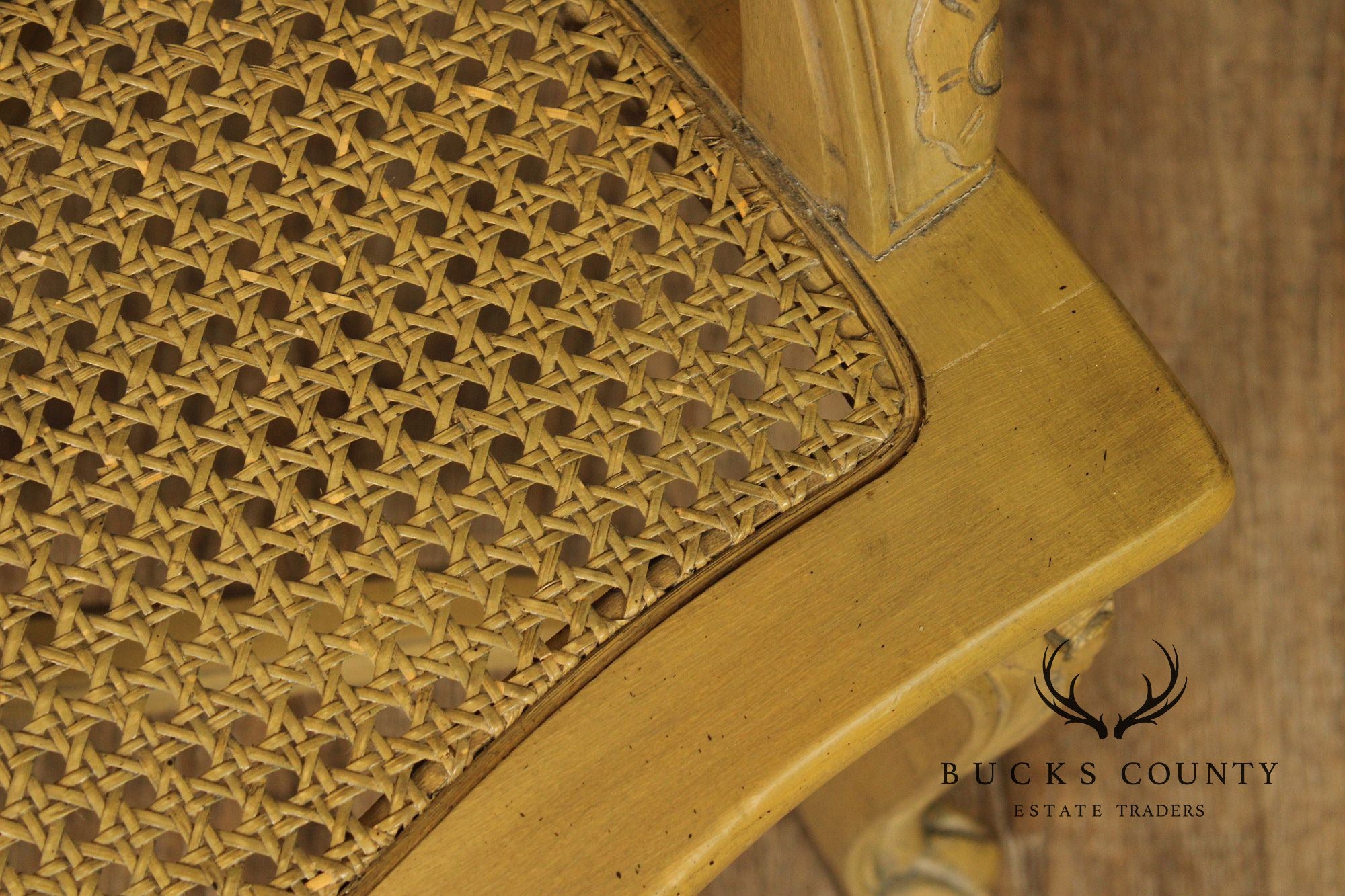 French Louis XV Style Caned Fauteuil Armchair