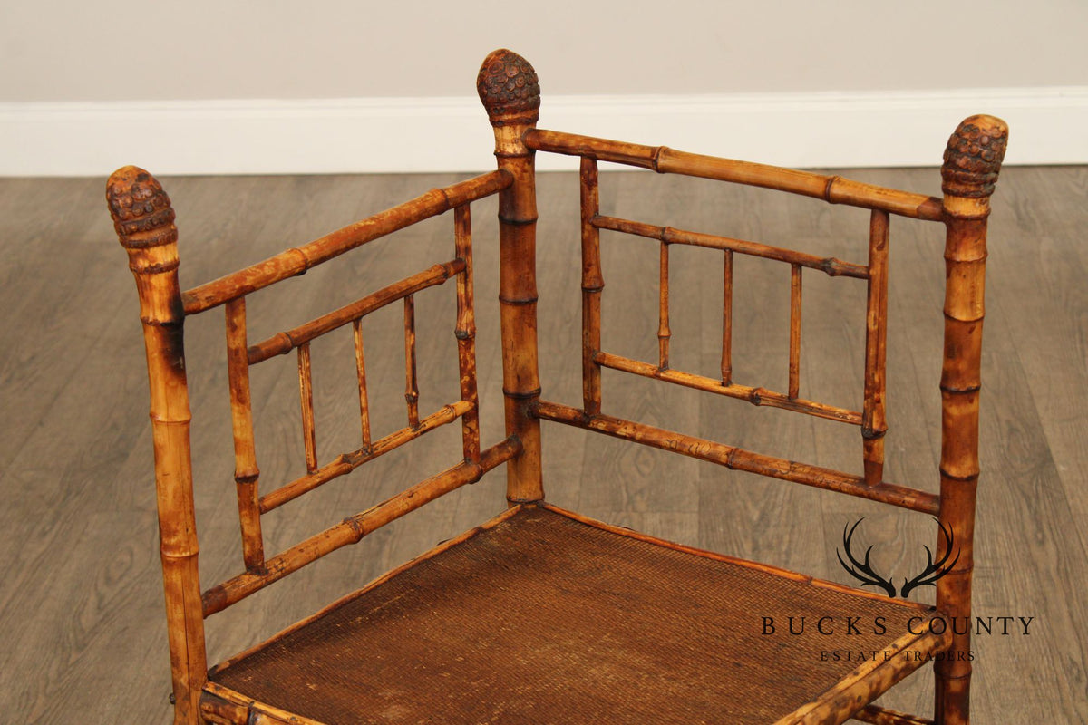 Antique Victorian Bamboo Corner Chair