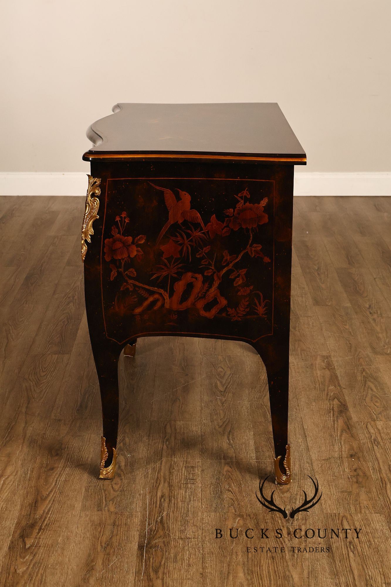 Maitland Smith Chinoiserie Hand Painted Bombe Chest
