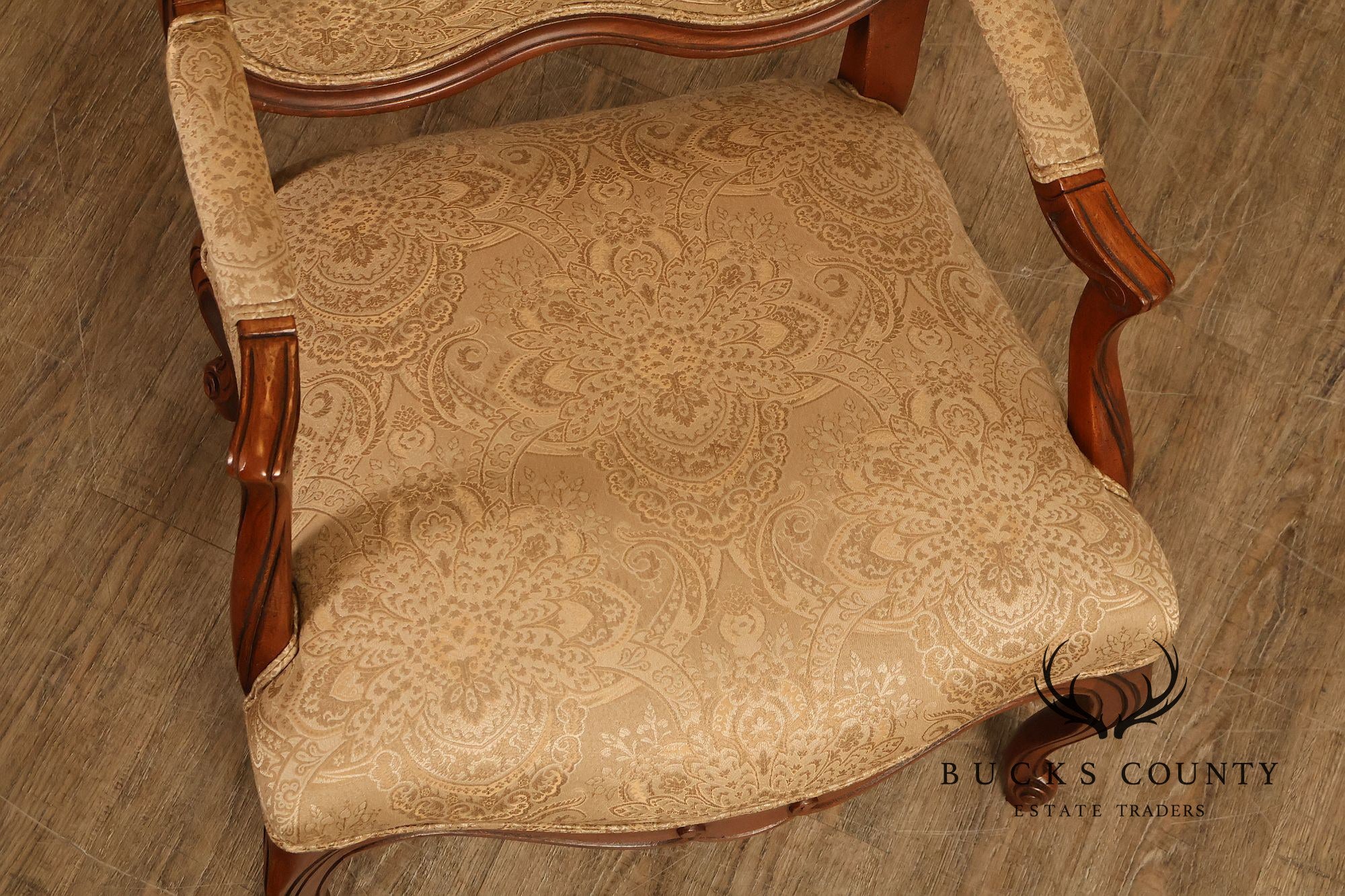 Ethan Allen French Louis XV Style Pair of Fauteuil Armchairs