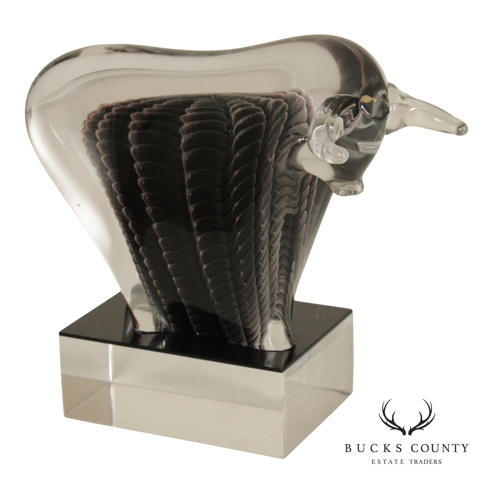 F.M. Konstglas Glass Bull Sculpture