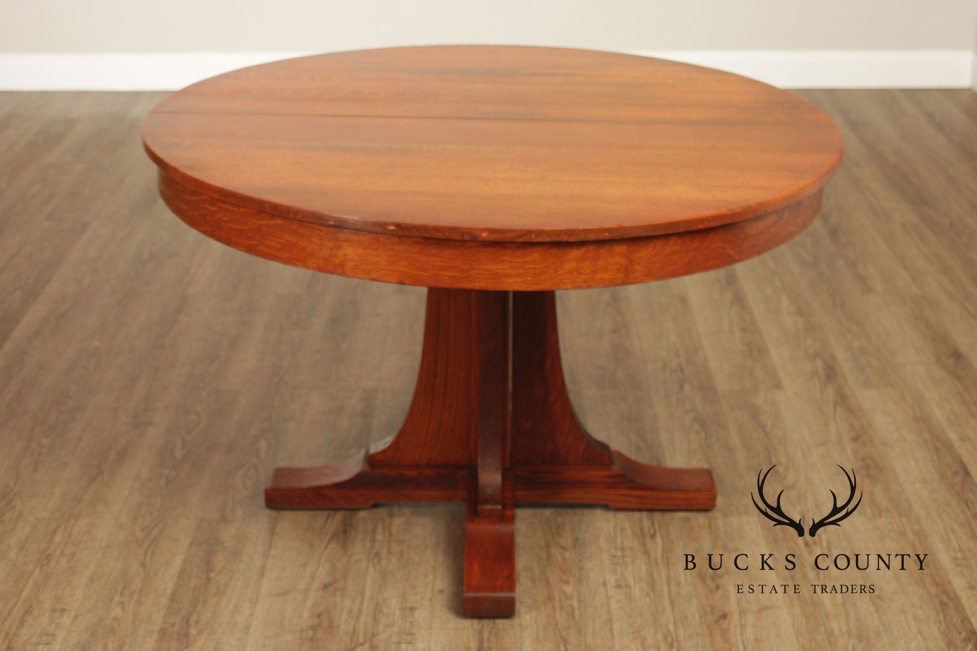 Antique L. & J.G. Stickley Mission Oak Round Dining Table