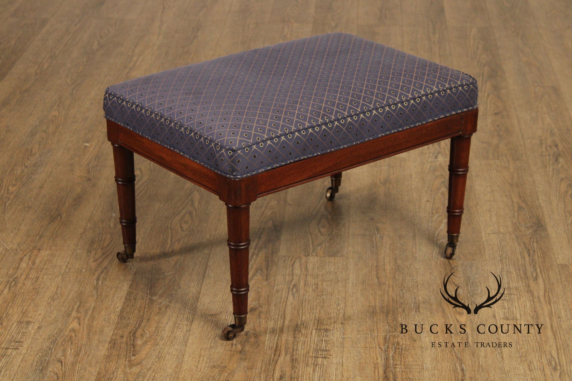 Hickory Chair Faux Bamboo and Caned Armchair and Ottoman
