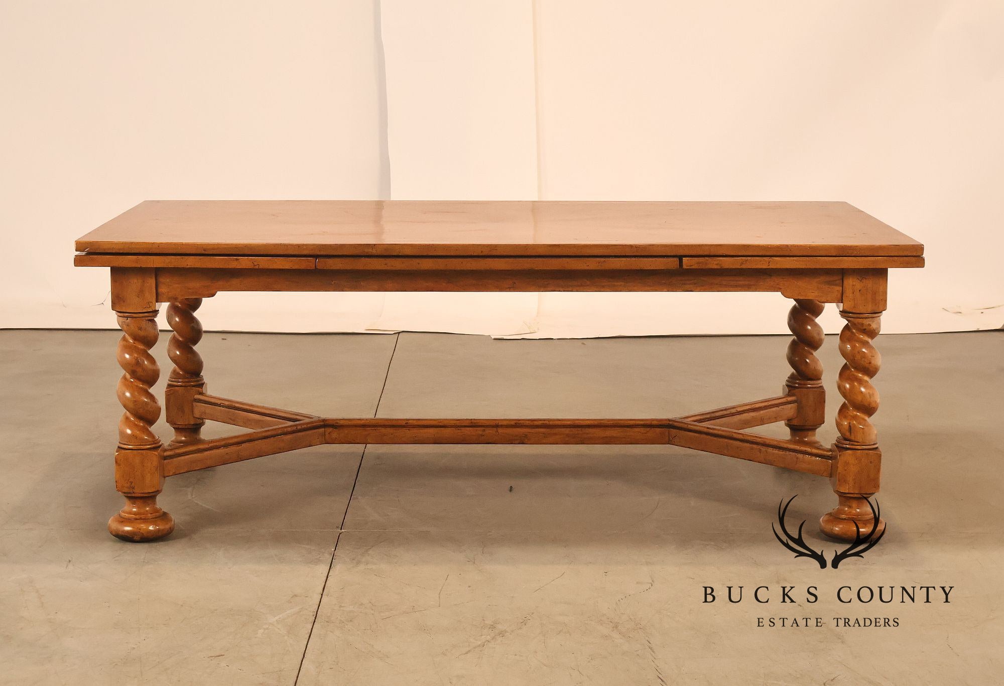 French Louis XIII Style Draw-Leaf Trestle Dining Table