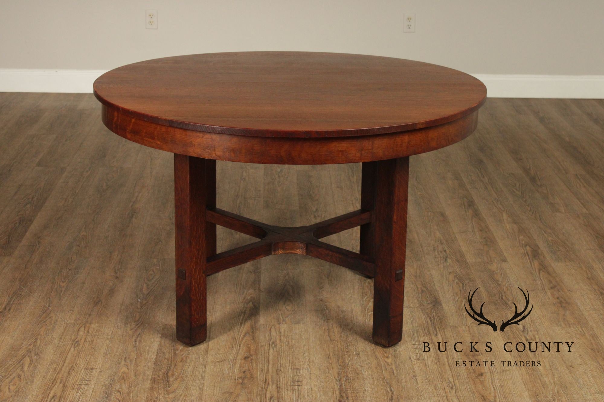L. & J.G. Stickley Antique Round Oak Dining Table