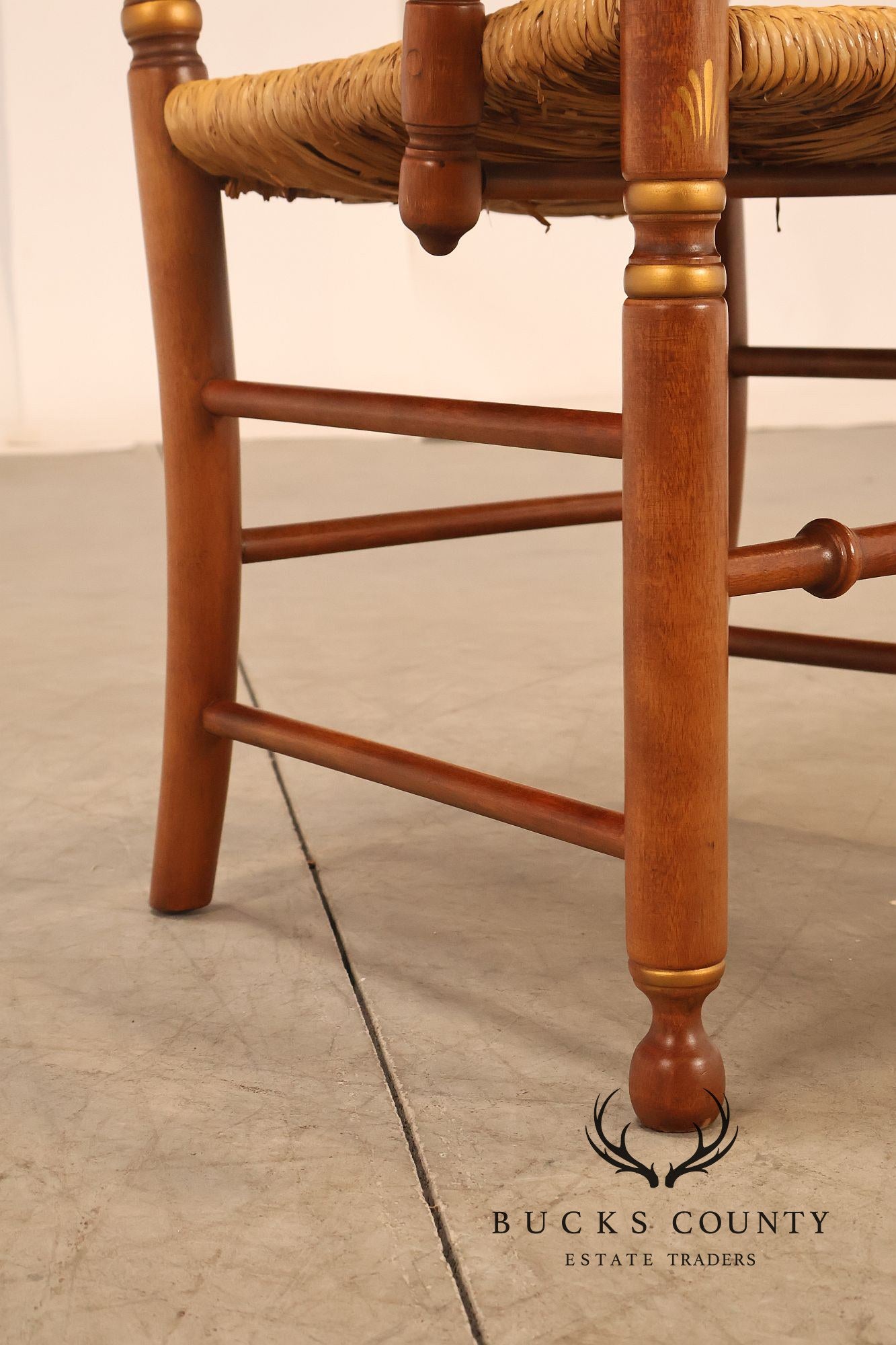 L. Hitchcock Set Of Six Rush Seat Dining Chairs with Stenciled Back