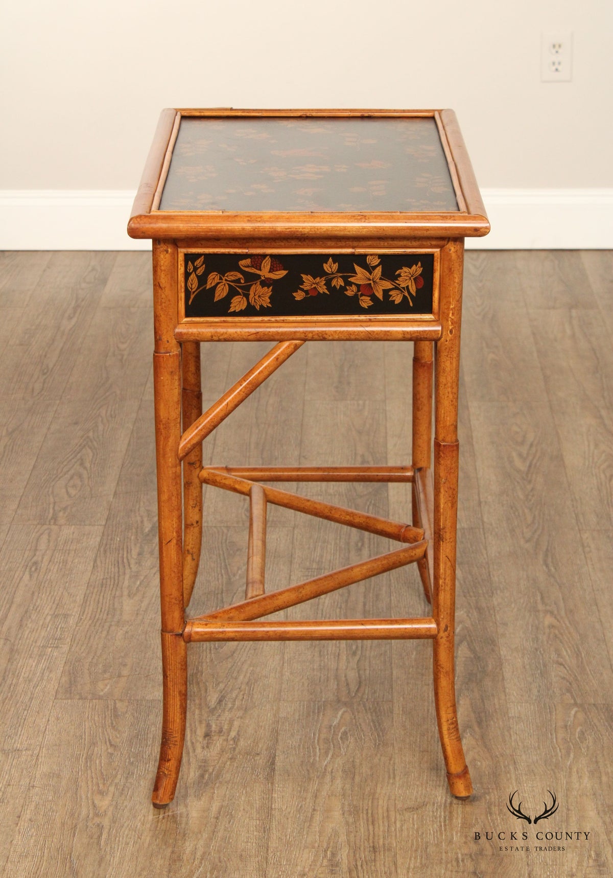 Chinoiserie Rattan Side Table