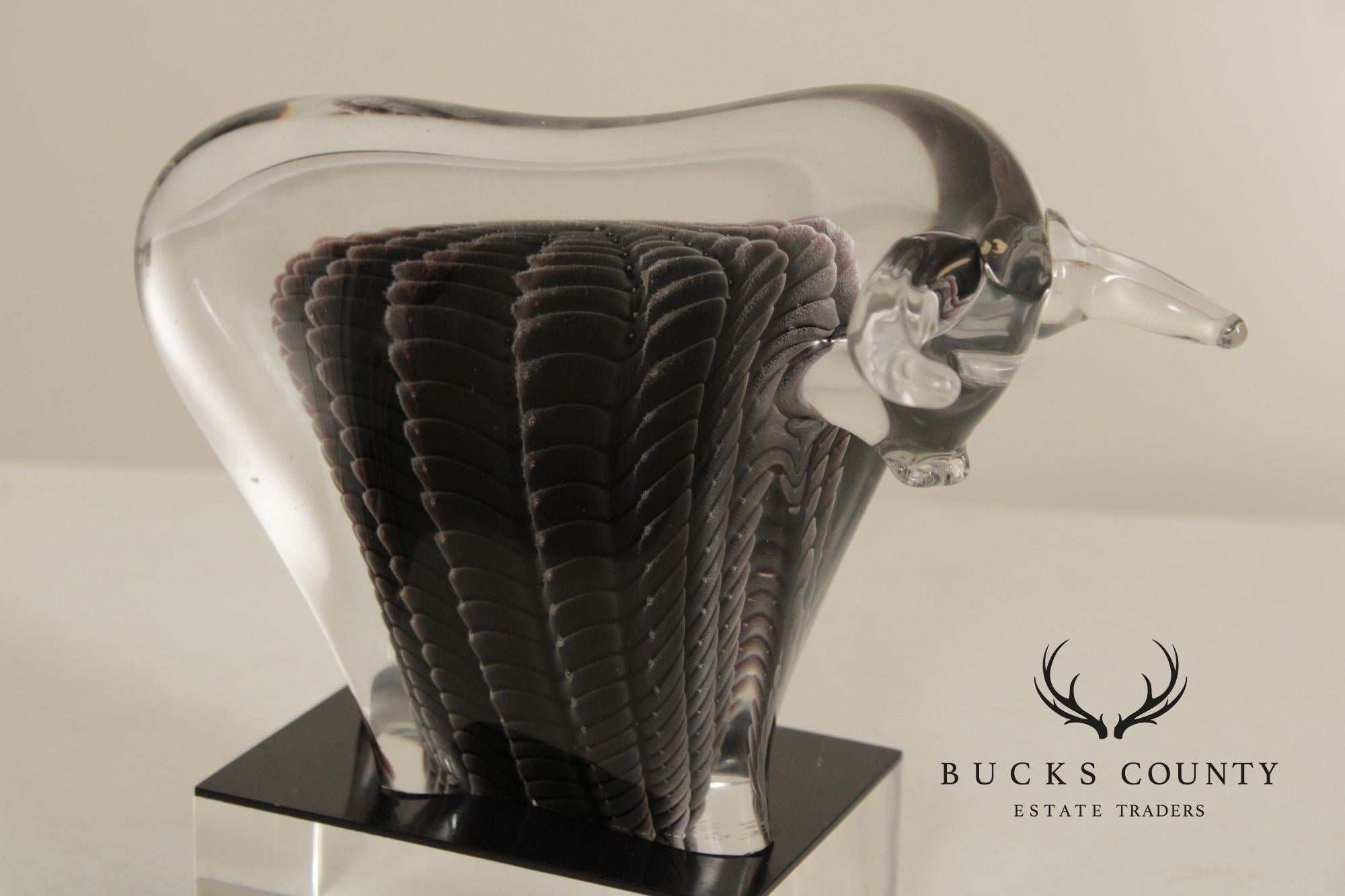 F.M. Konstglas Glass Bull Sculpture