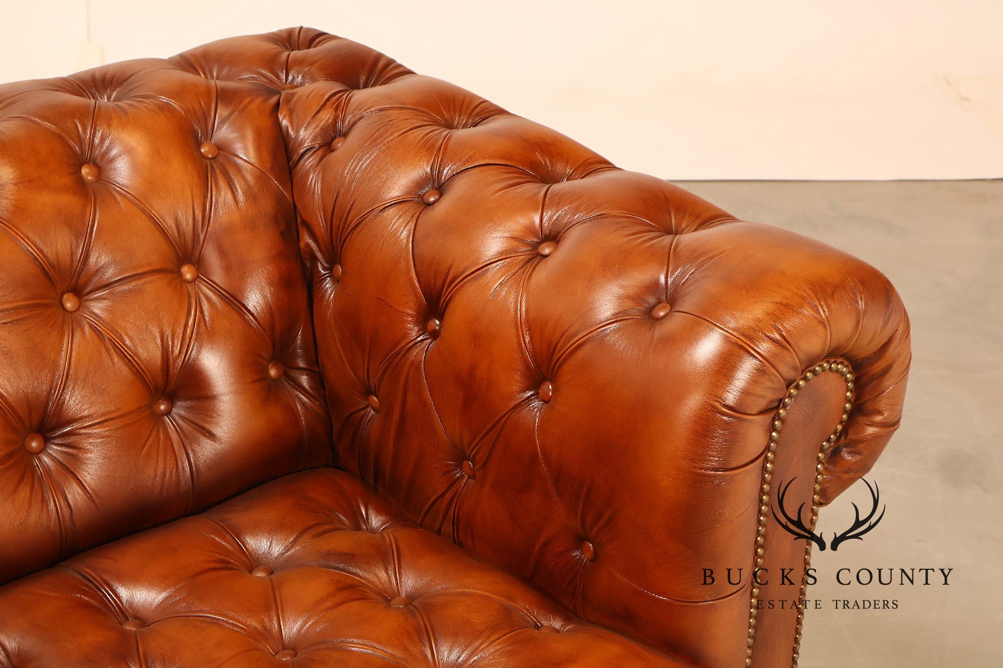 Chesterfield Style Brown Leather Sofa
