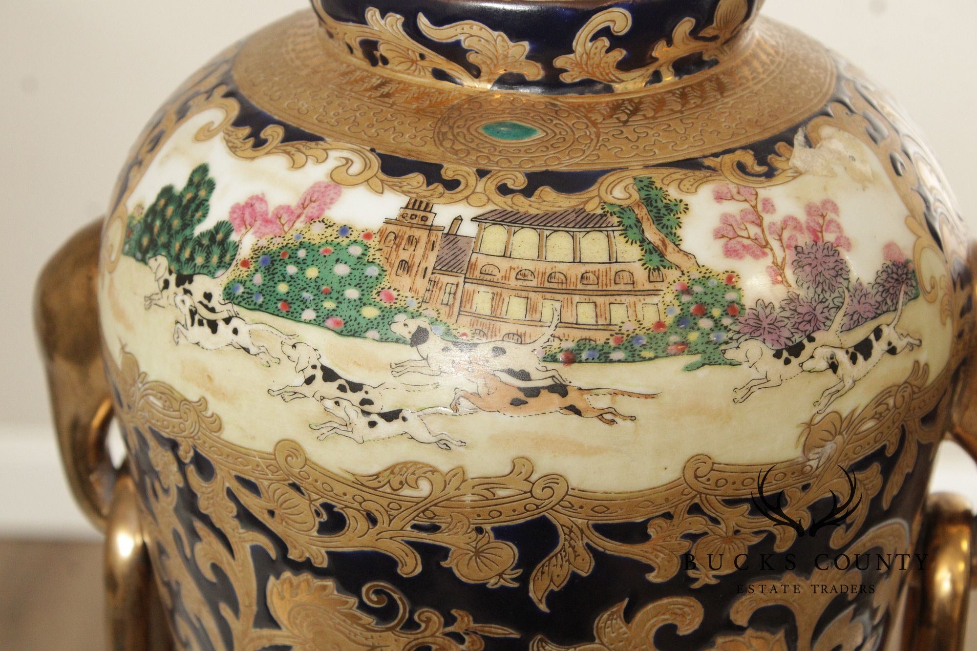 Vintage Chinese Pair of Satsuma Floor Vases
