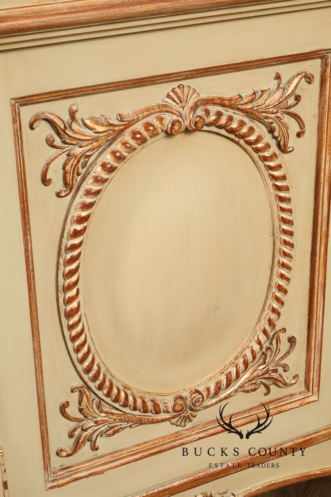 French Rococo Style Painted Sideboard Buffet Cabinet