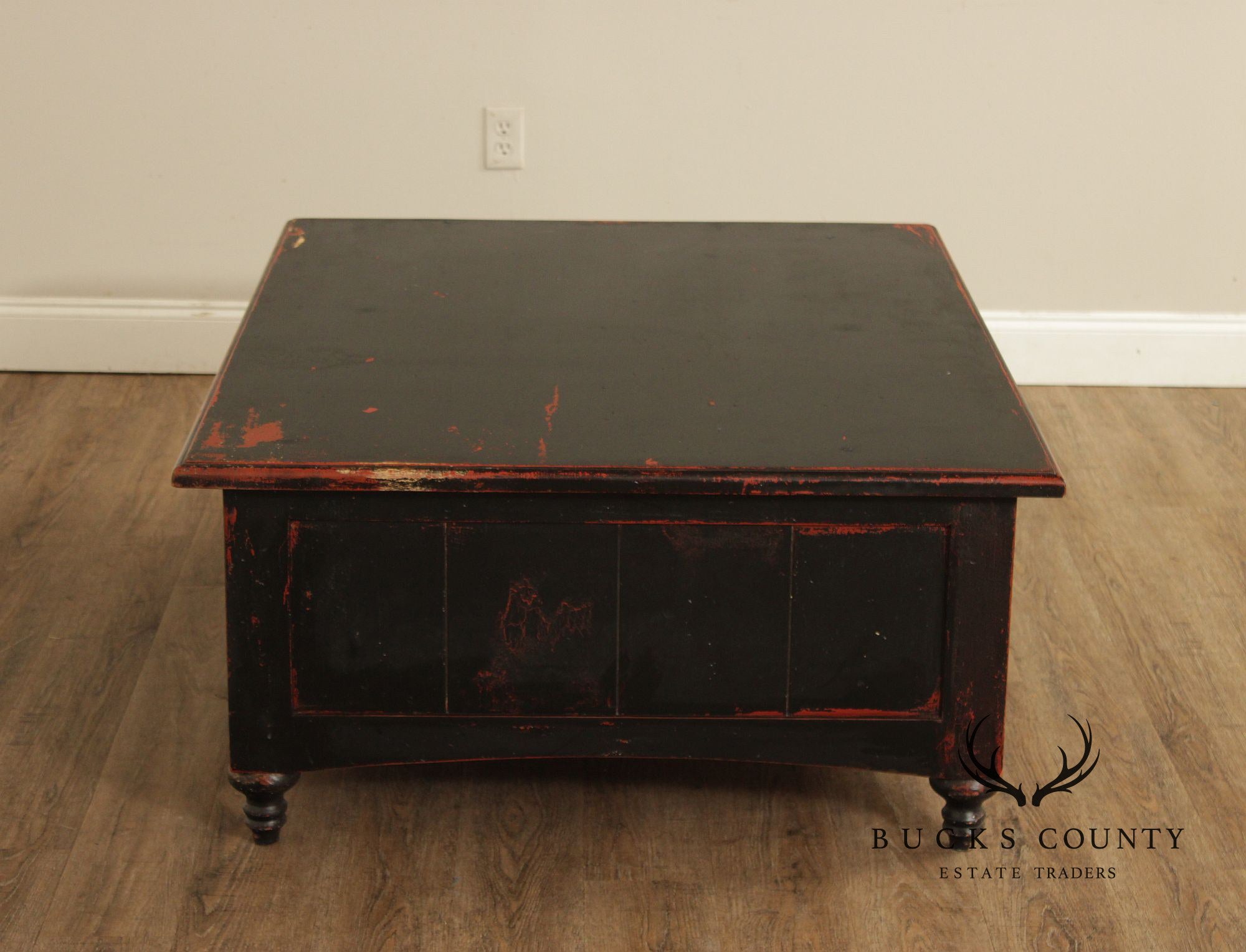 Rustic Distress Painted Storage Coffee Table