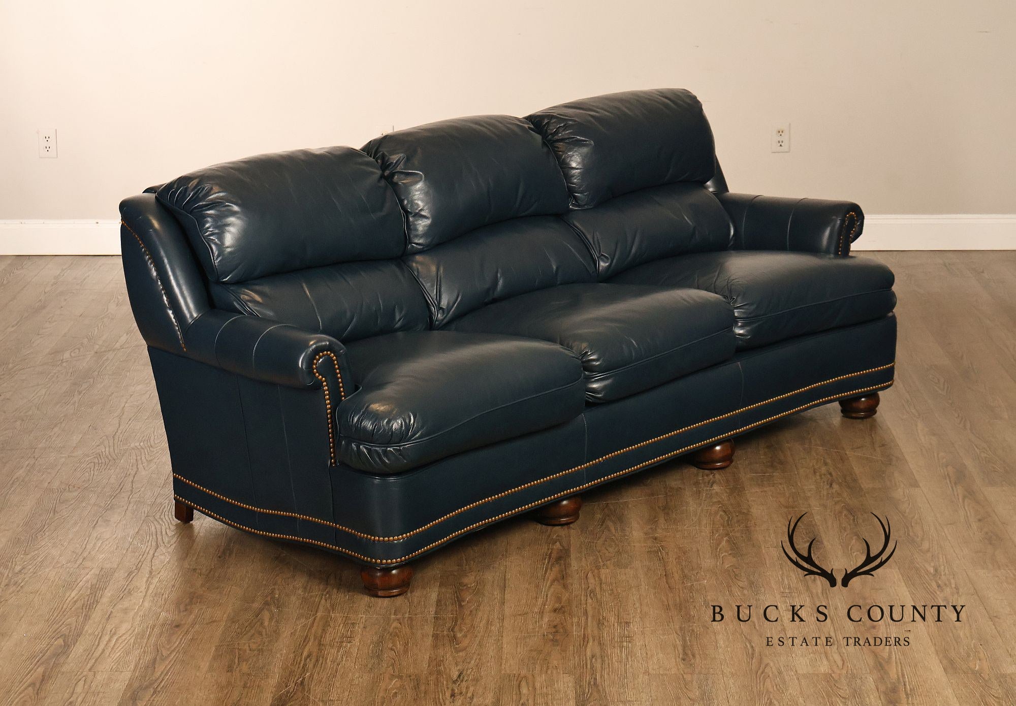 Hancock & Moore Blue Leather 'Austin' Sofa