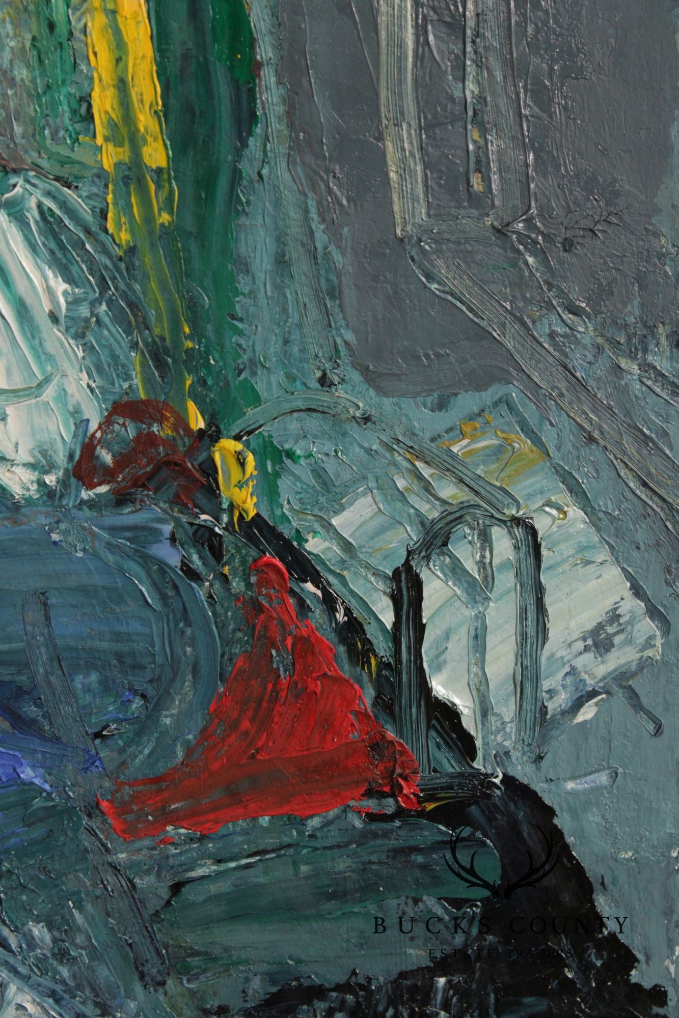 Dee Jenkins Abstract Oil Painting, 'Man on Train'