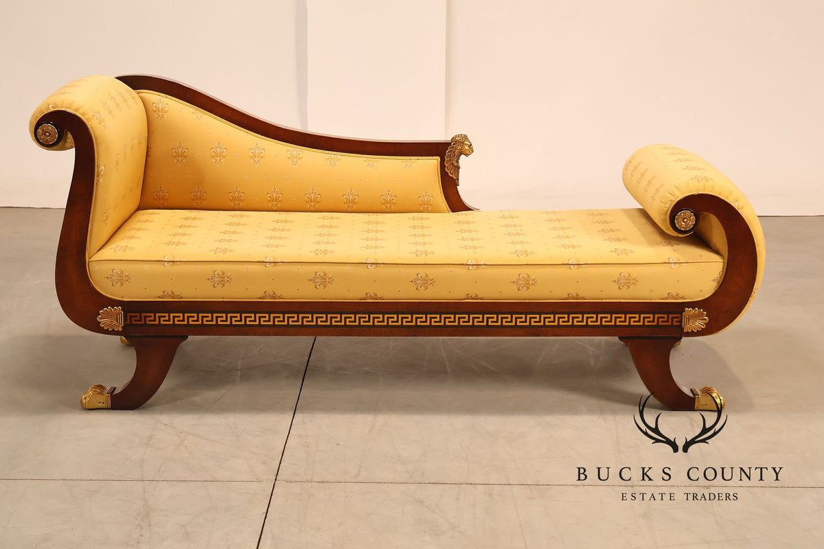 Neoclassical Empire Style Mahogany Chaise Lounge With Gilt Paw Feet