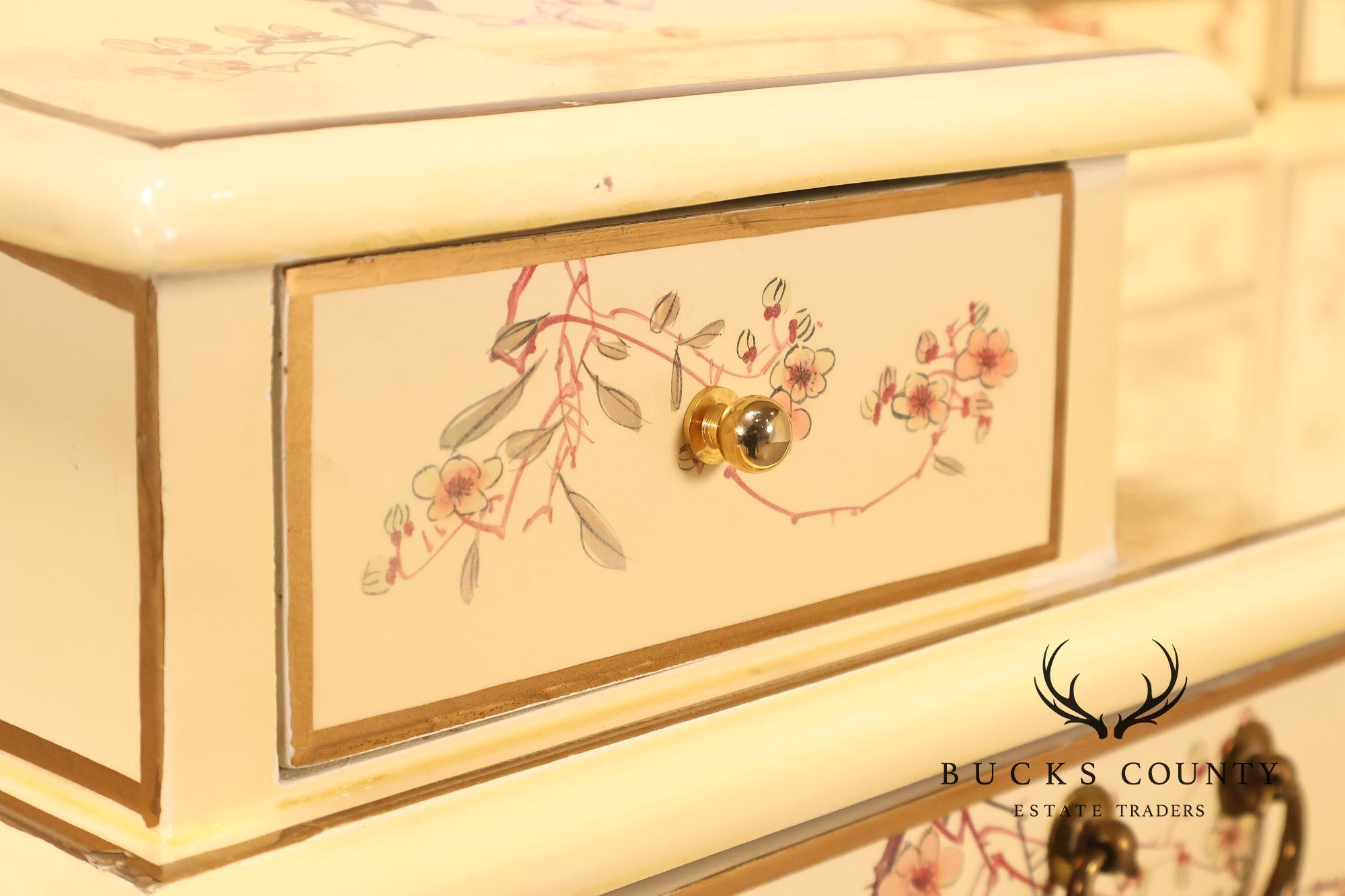 Chinoiserie Painted Carlton House Writing Desk With Chair