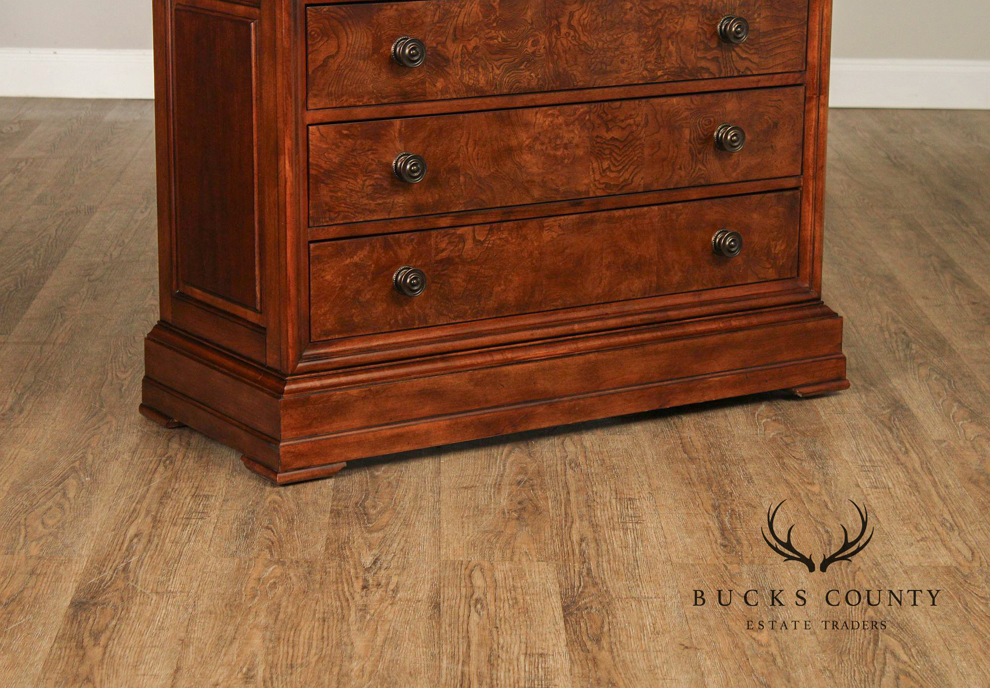 Ethan Allen Louis Philippe Style Pair of 'Fisher' Marble Top Chests