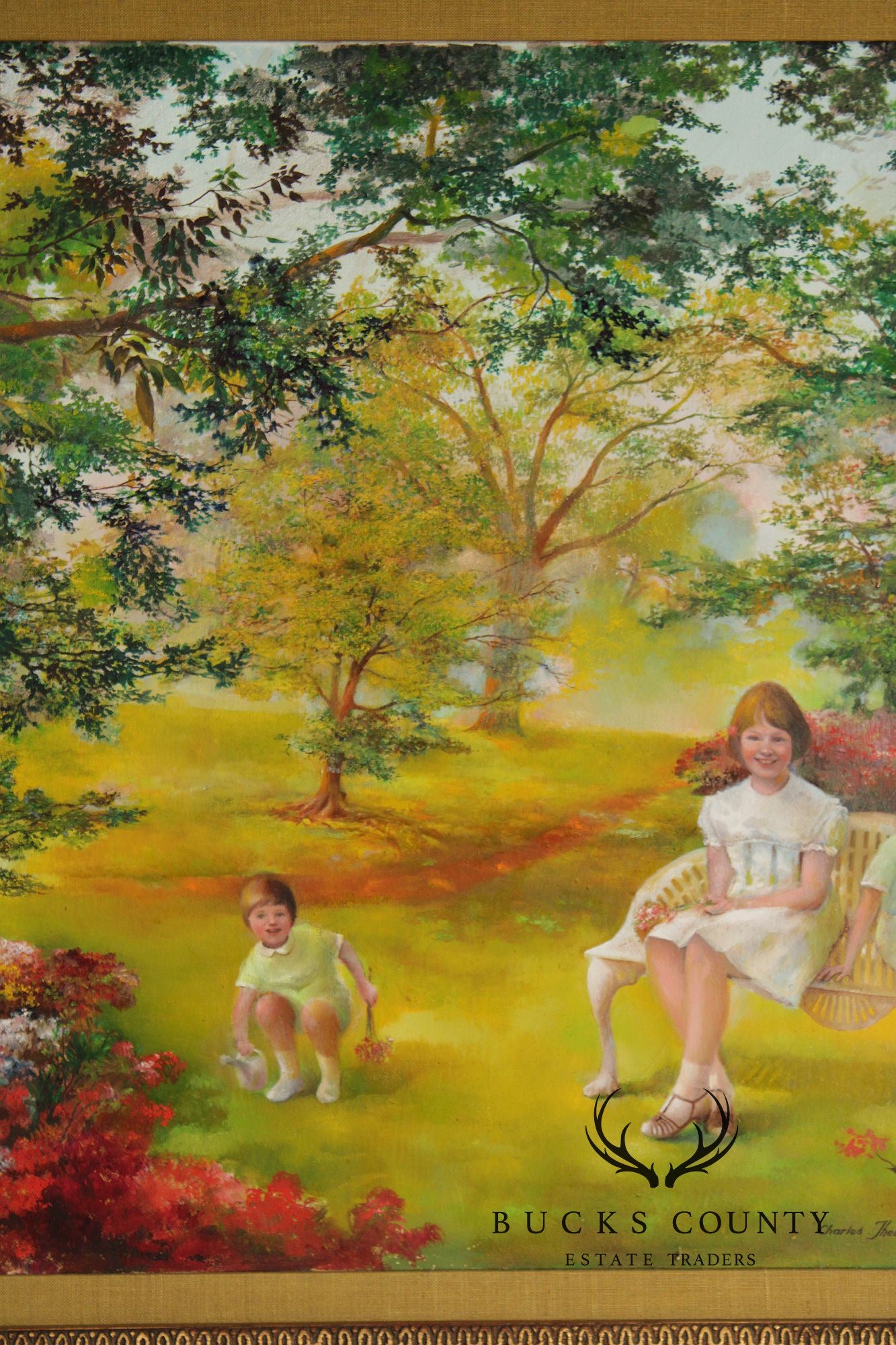 Charles T. Perry Oil Painting, Sibling Portrait