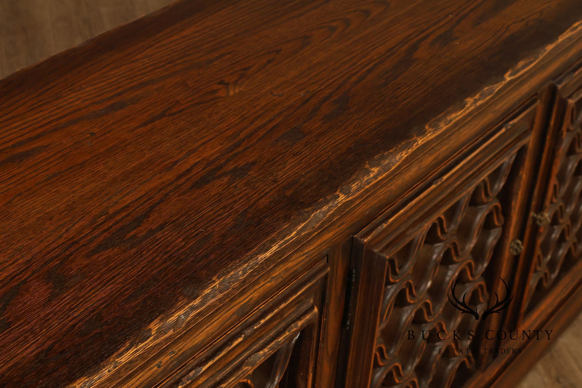 Jamestown Lounge Co. Colonnade Collection Vintage Sculpted Oak Long Credenza