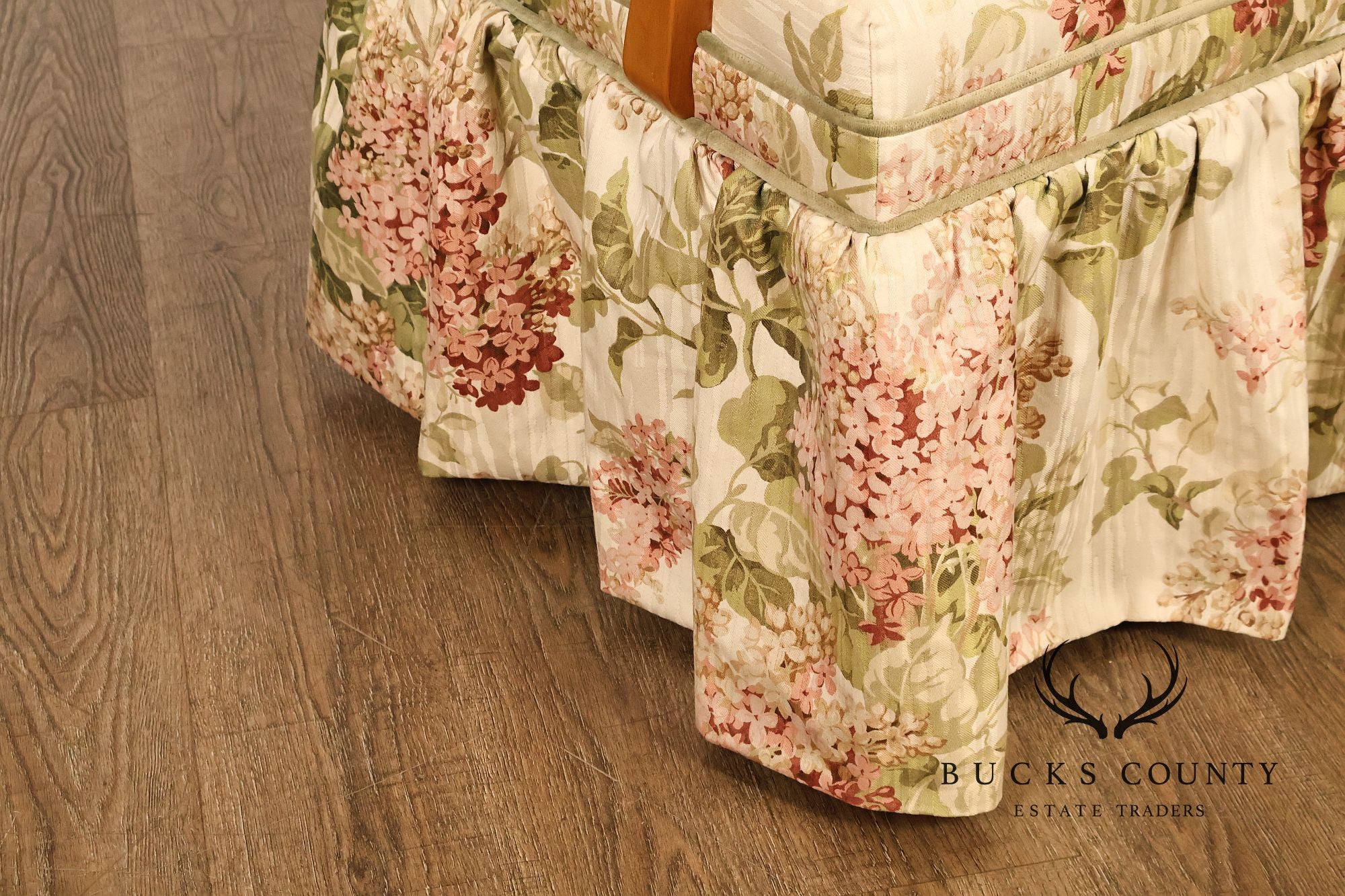 Ethan Allen Pair Of Floral Upholstered Skirted Armchairs