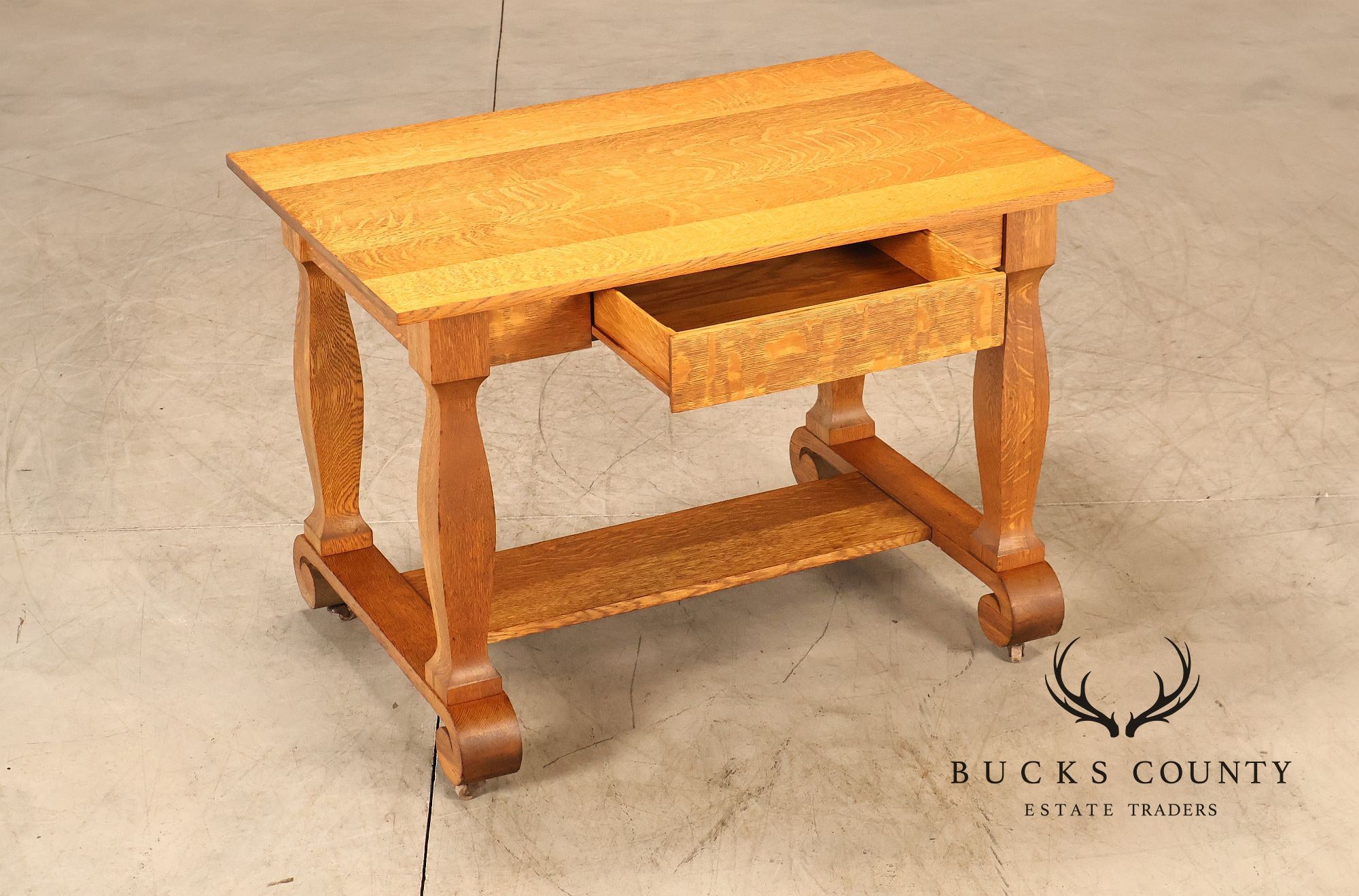 Empire Style Antique Oak Library Table